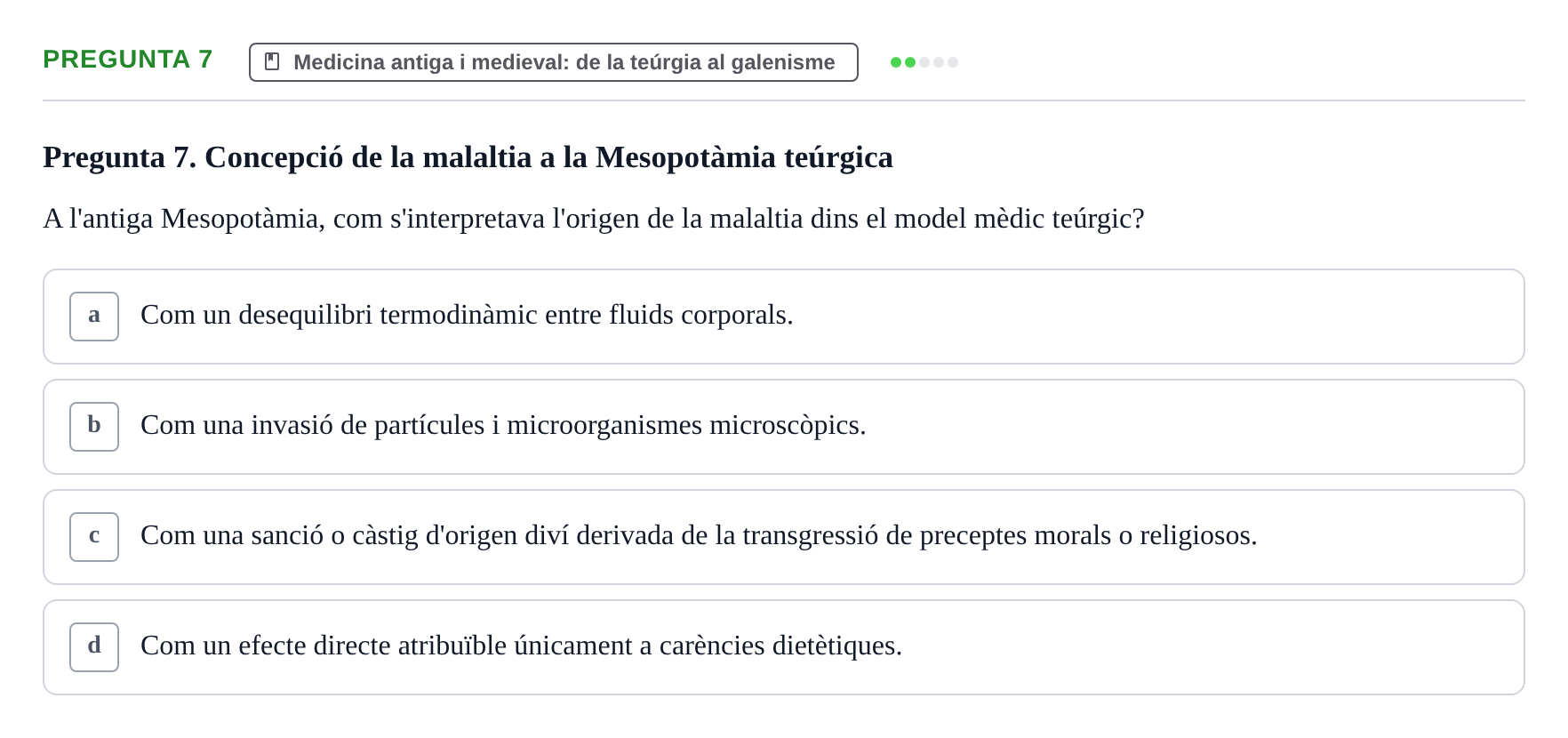 Enunciado: Pregunta 7 · Introducció a les Ciències de la Salut UAB Exemples 2025