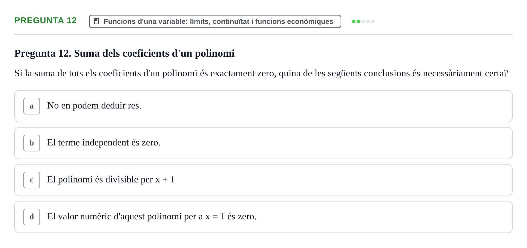 Enunciado: Pregunta 12 · Matemáticas Empresariales UDL 2010