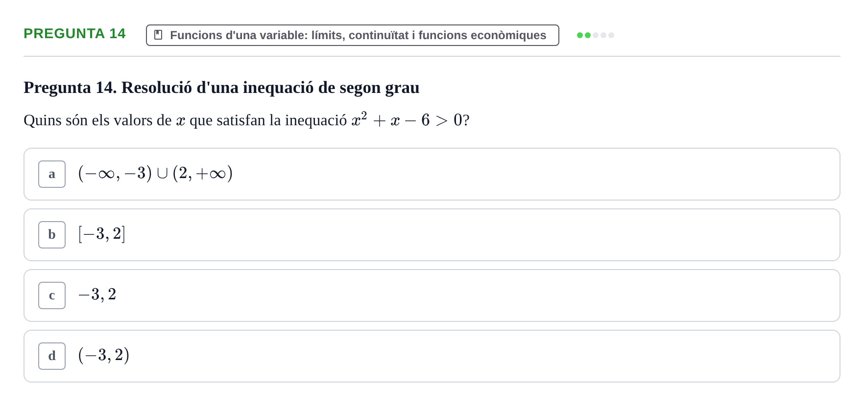 Enunciado: Pregunta 14 · Matemáticas Empresariales UDL 2010