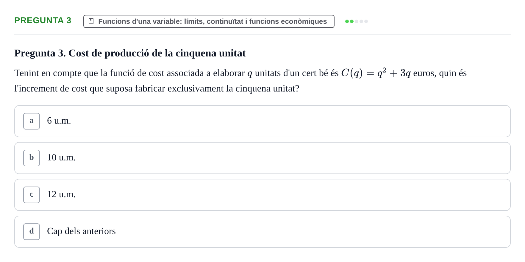 Enunciado: Pregunta 3 · Matemáticas Empresariales UDL 2010