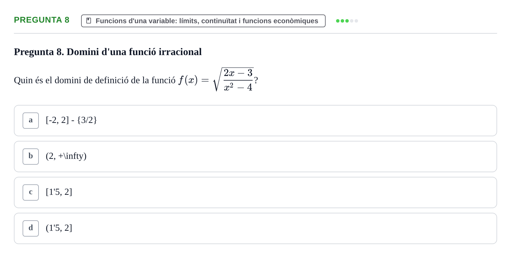 Enunciado: Pregunta 8 · Matemáticas Empresariales UDL 2010