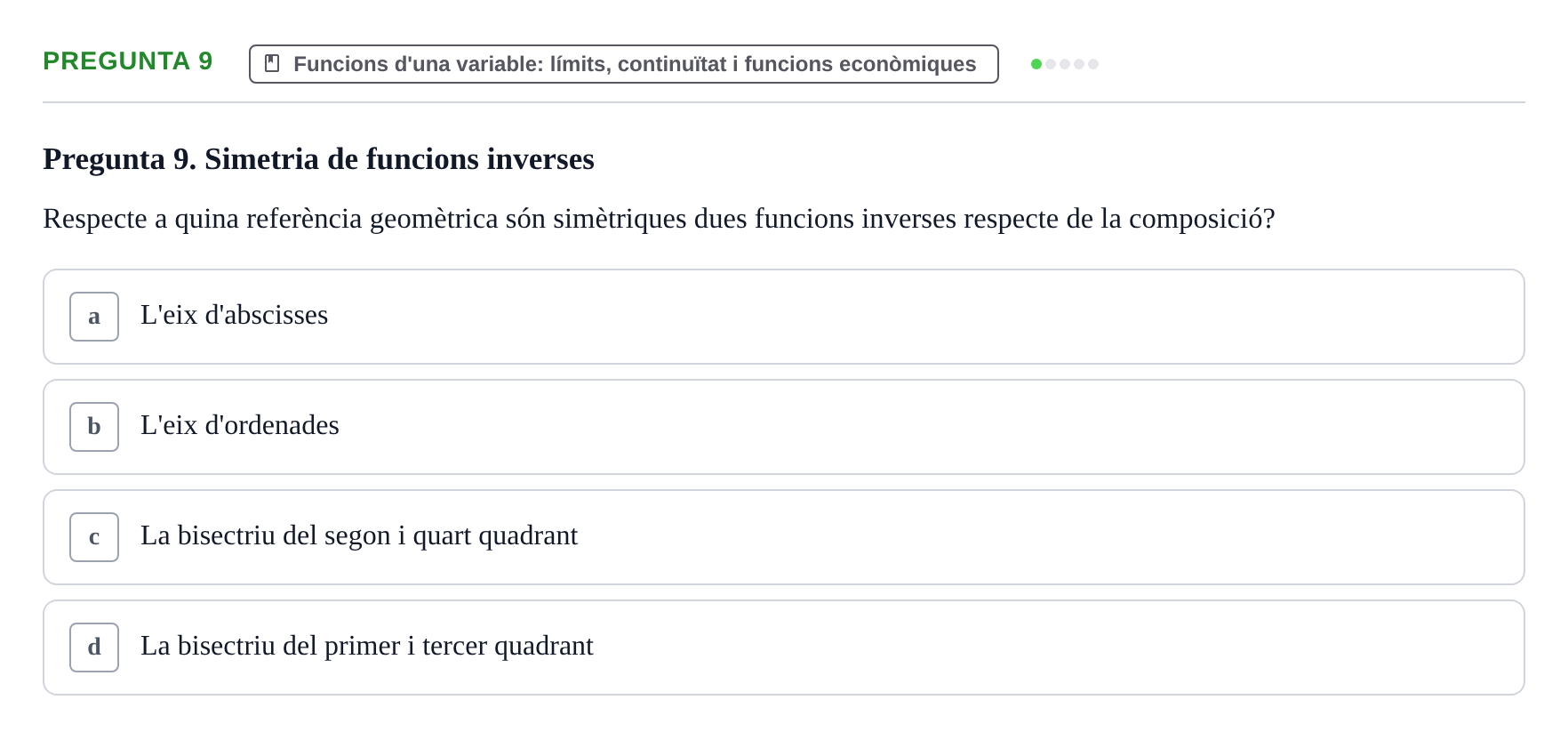 Enunciado: Pregunta 9 · Matemáticas Empresariales UDL 2010
