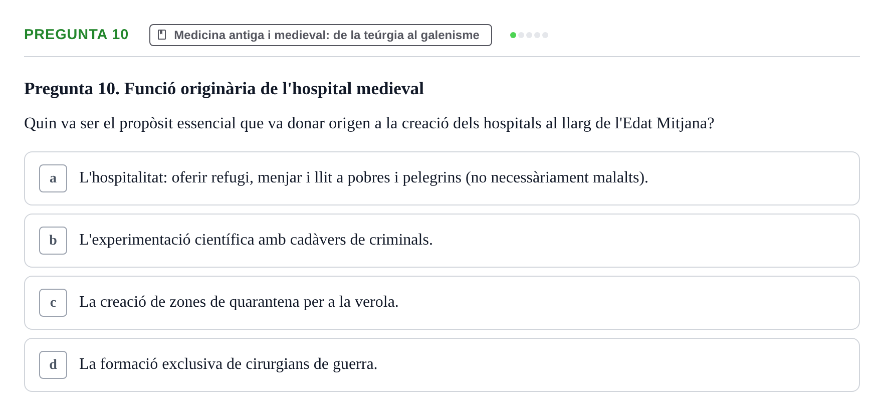 Enunciado: Pregunta 10 · Introducció a les Ciències de la Salut UAB Exemples