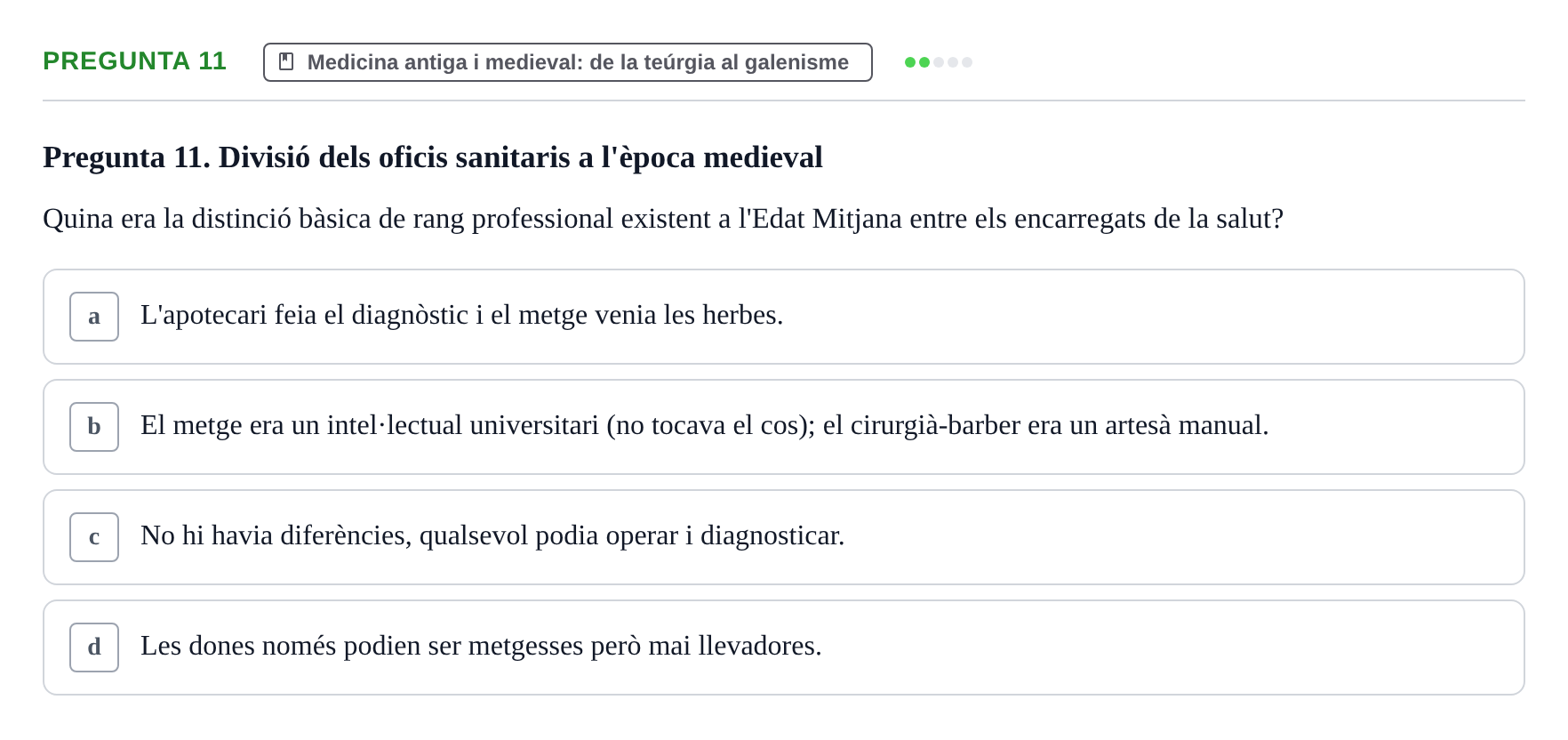 Enunciado: Pregunta 11 · Introducció a les Ciències de la Salut UAB Exemples