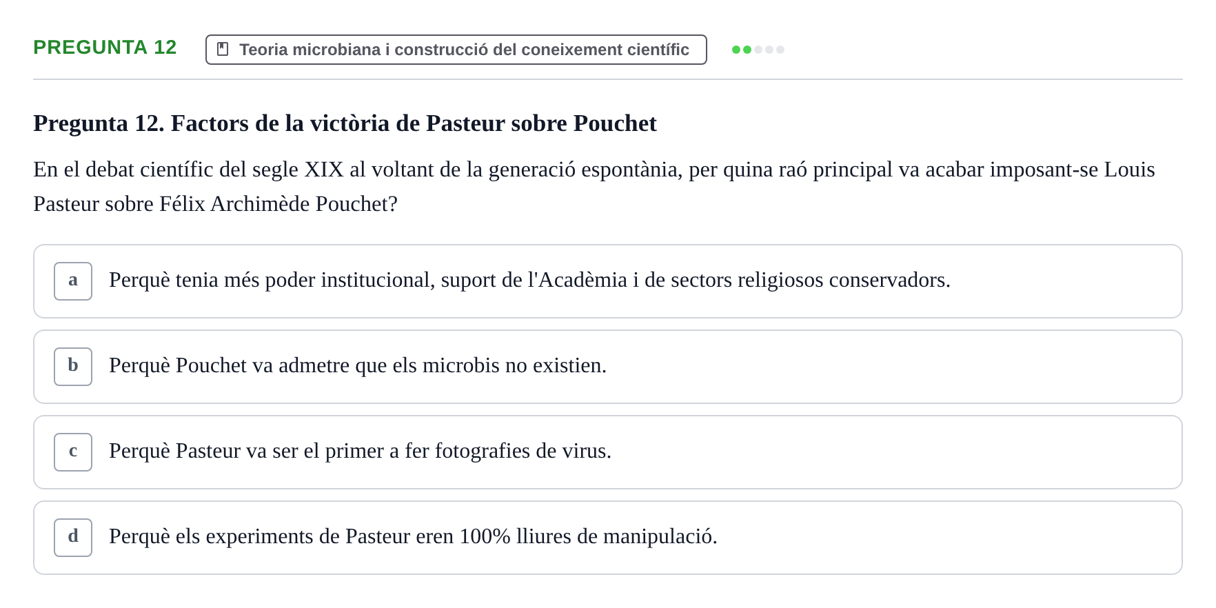 Enunciado: Pregunta 12 · Introducció a les Ciències de la Salut UAB Exemples