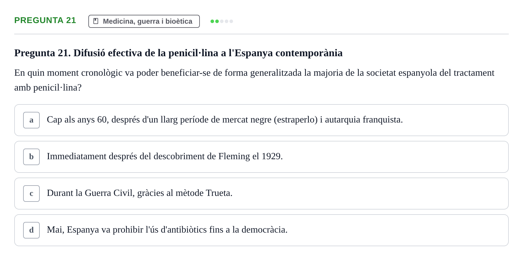 Enunciado: Pregunta 21 · Introducció a les Ciències de la Salut UAB Exemples