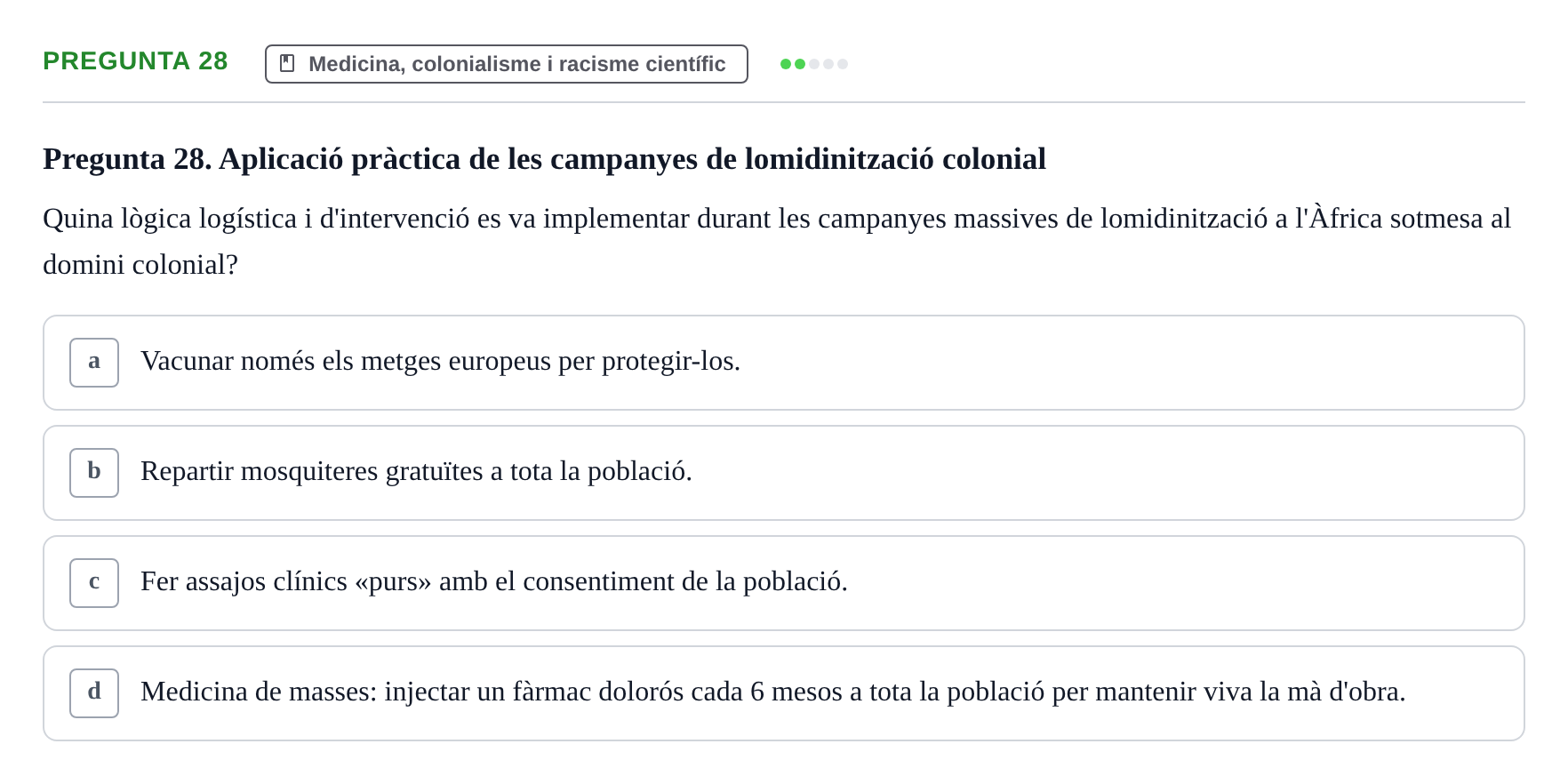 Enunciado: Pregunta 28 · Introducció a les Ciències de la Salut UAB Exemples