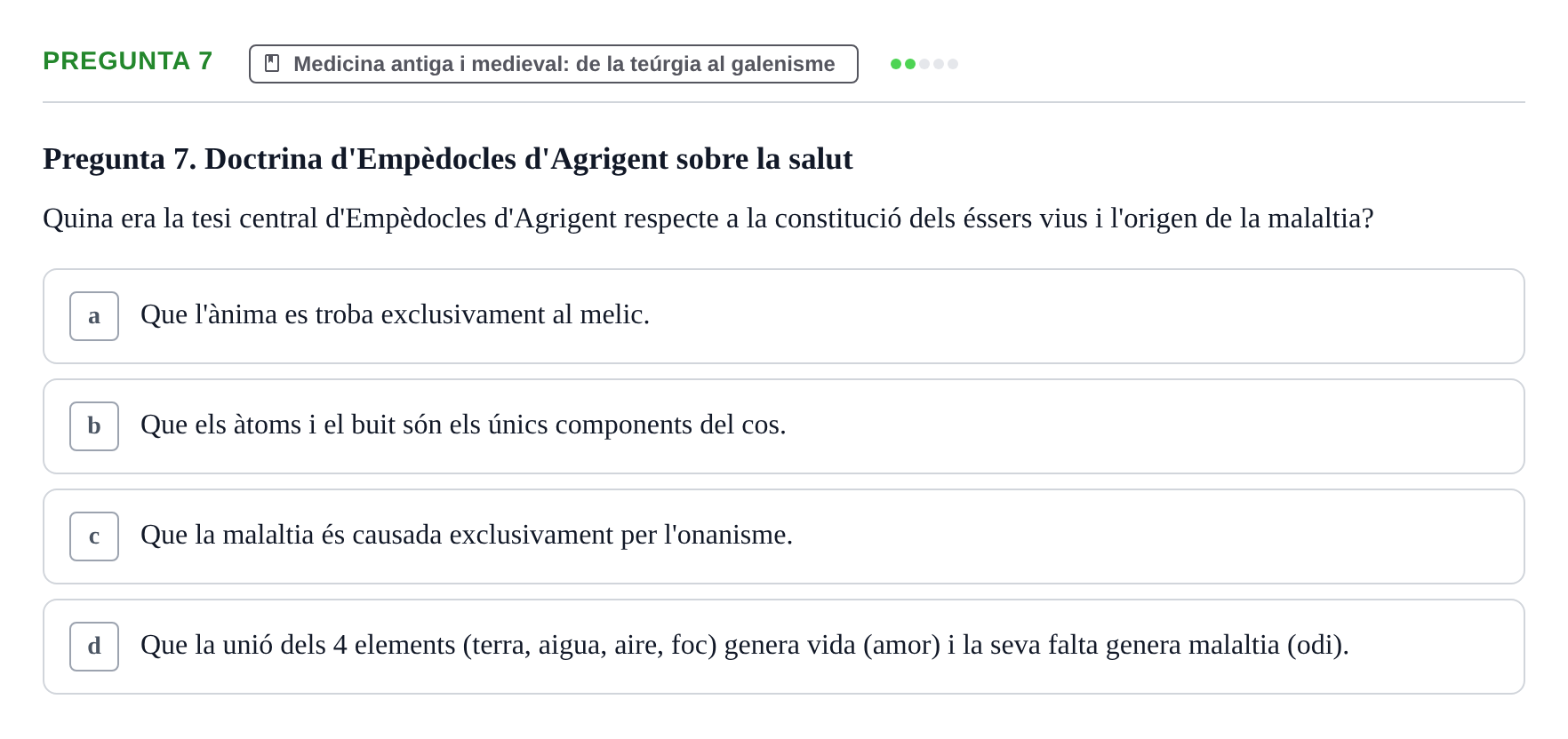 Enunciado: Pregunta 7 · Introducció a les Ciències de la Salut UAB Exemples