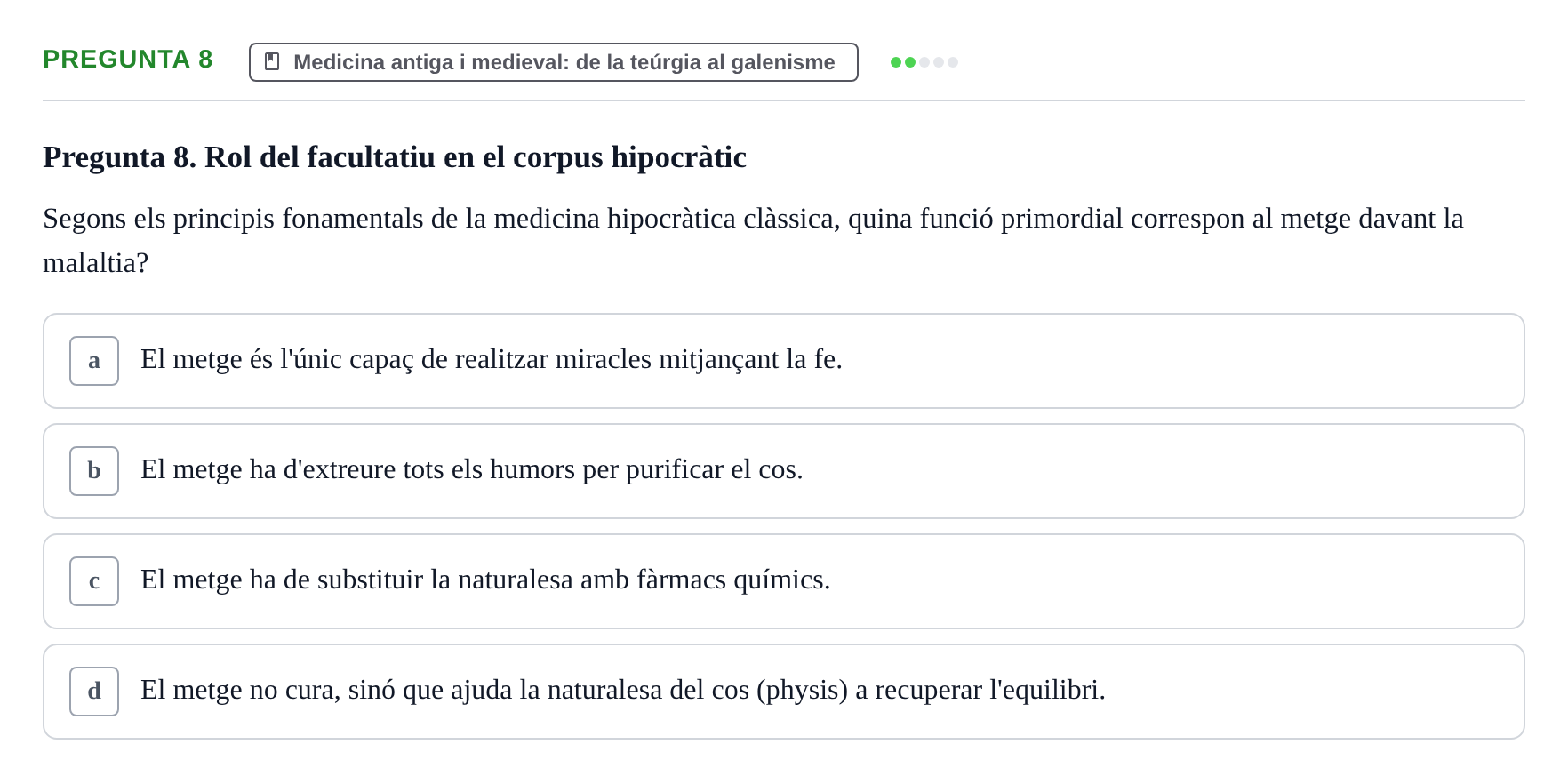Enunciado: Pregunta 8 · Introducció a les Ciències de la Salut UAB Exemples