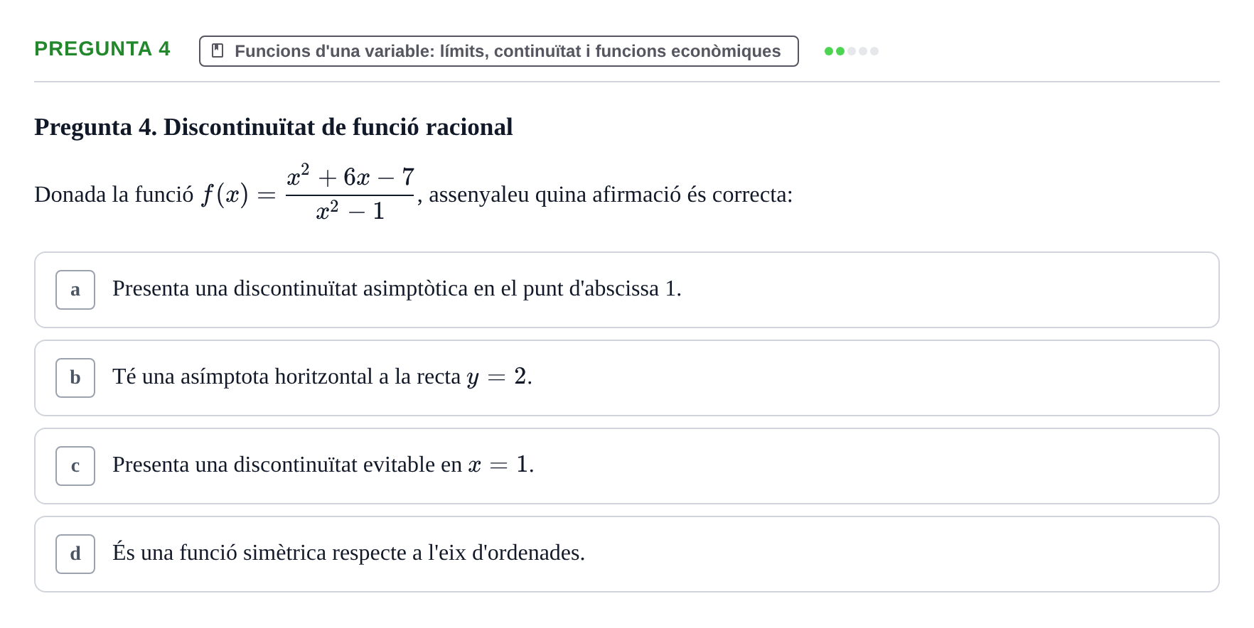 Enunciado: Pregunta 4 · Matemáticas Empresariales UDL 2012