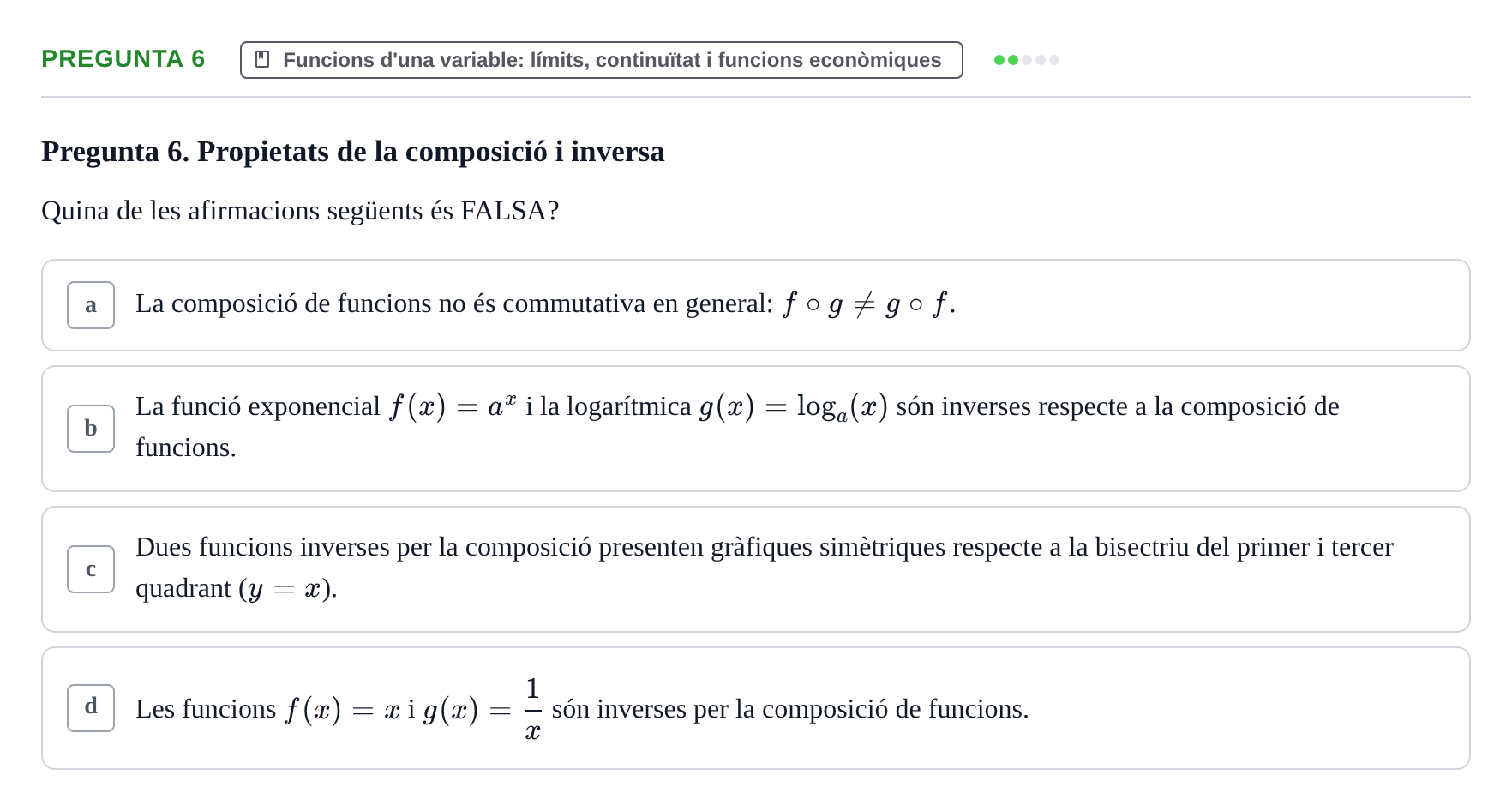Enunciado: Pregunta 6 · Matemáticas Empresariales UDL 2012