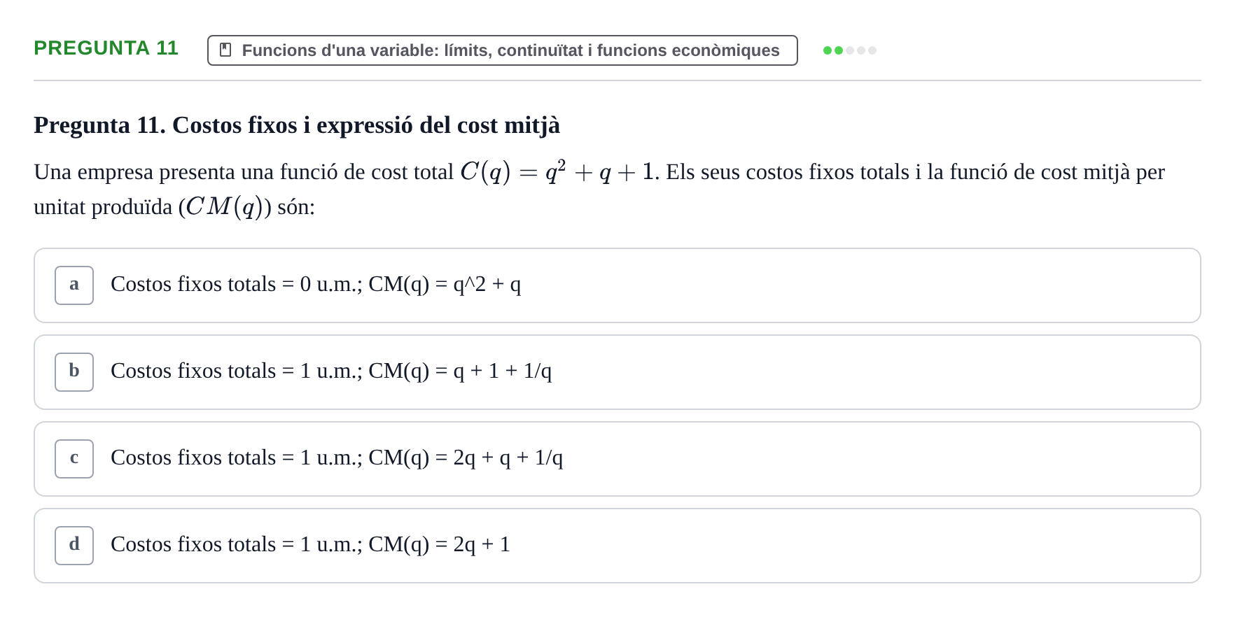 Enunciado: Pregunta 11 · Matemáticas Empresariales UDL 2013