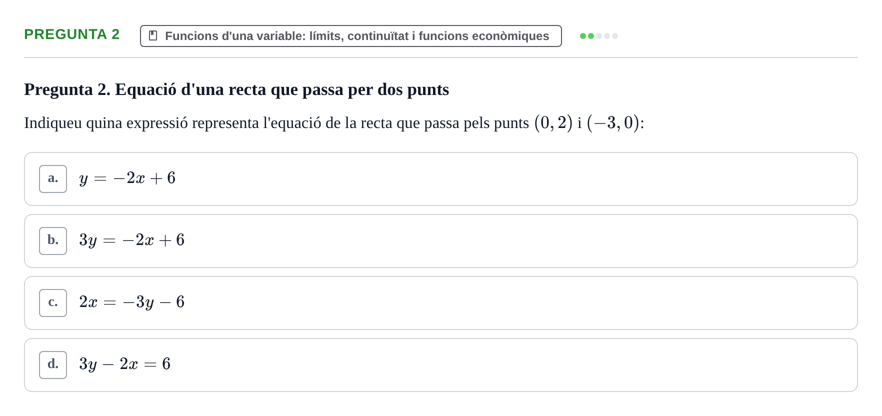 Enunciado: Pregunta 2 · Matemáticas Empresariales UDL 2013