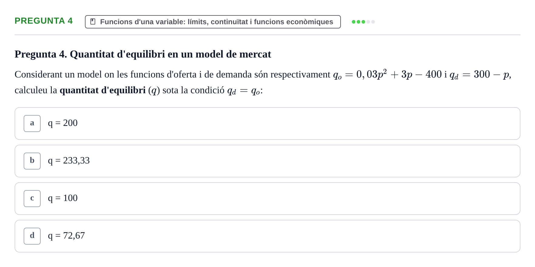 Enunciado: Pregunta 4 · Matemáticas Empresariales UDL 2013