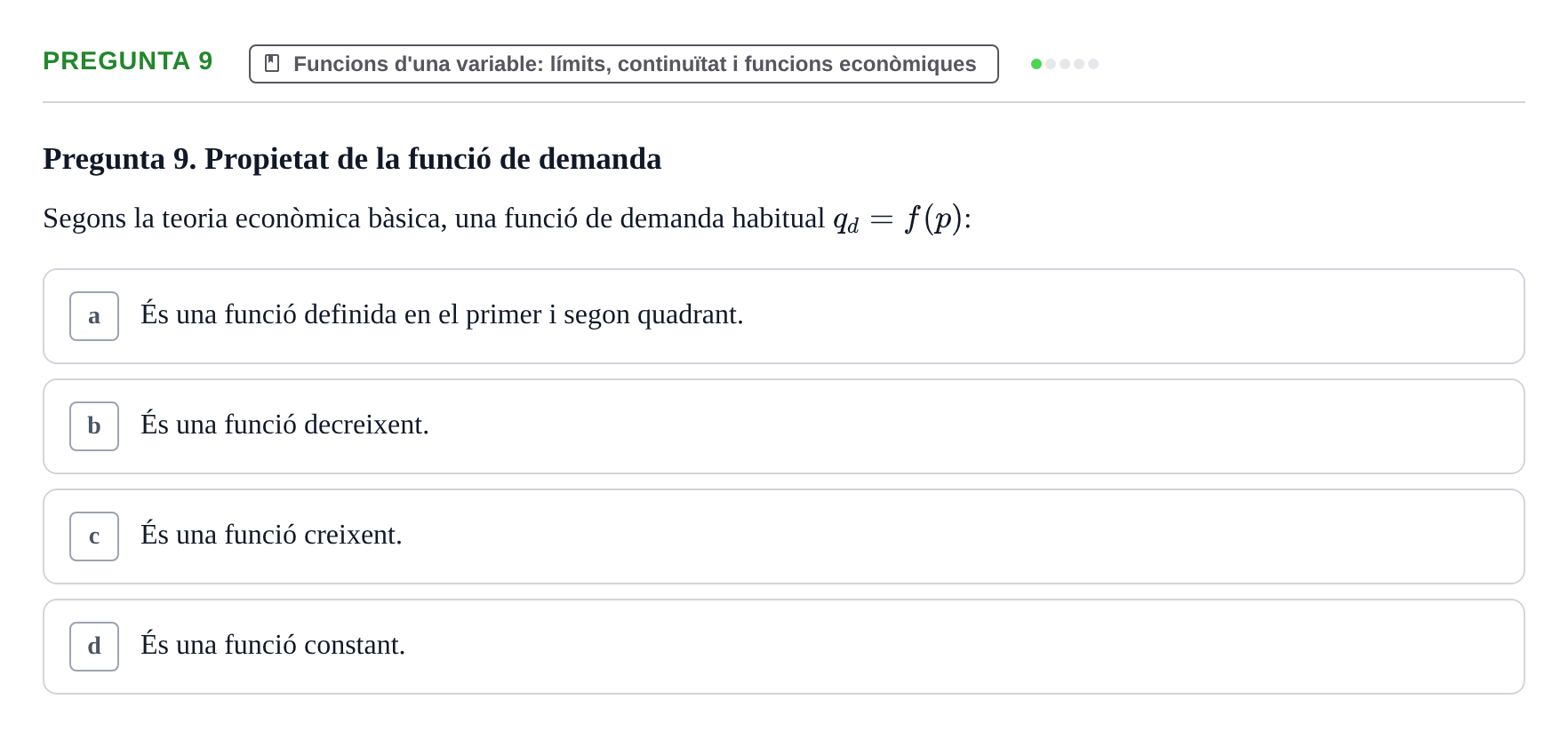 Enunciado: Pregunta 9 · Matemáticas Empresariales UDL 2013