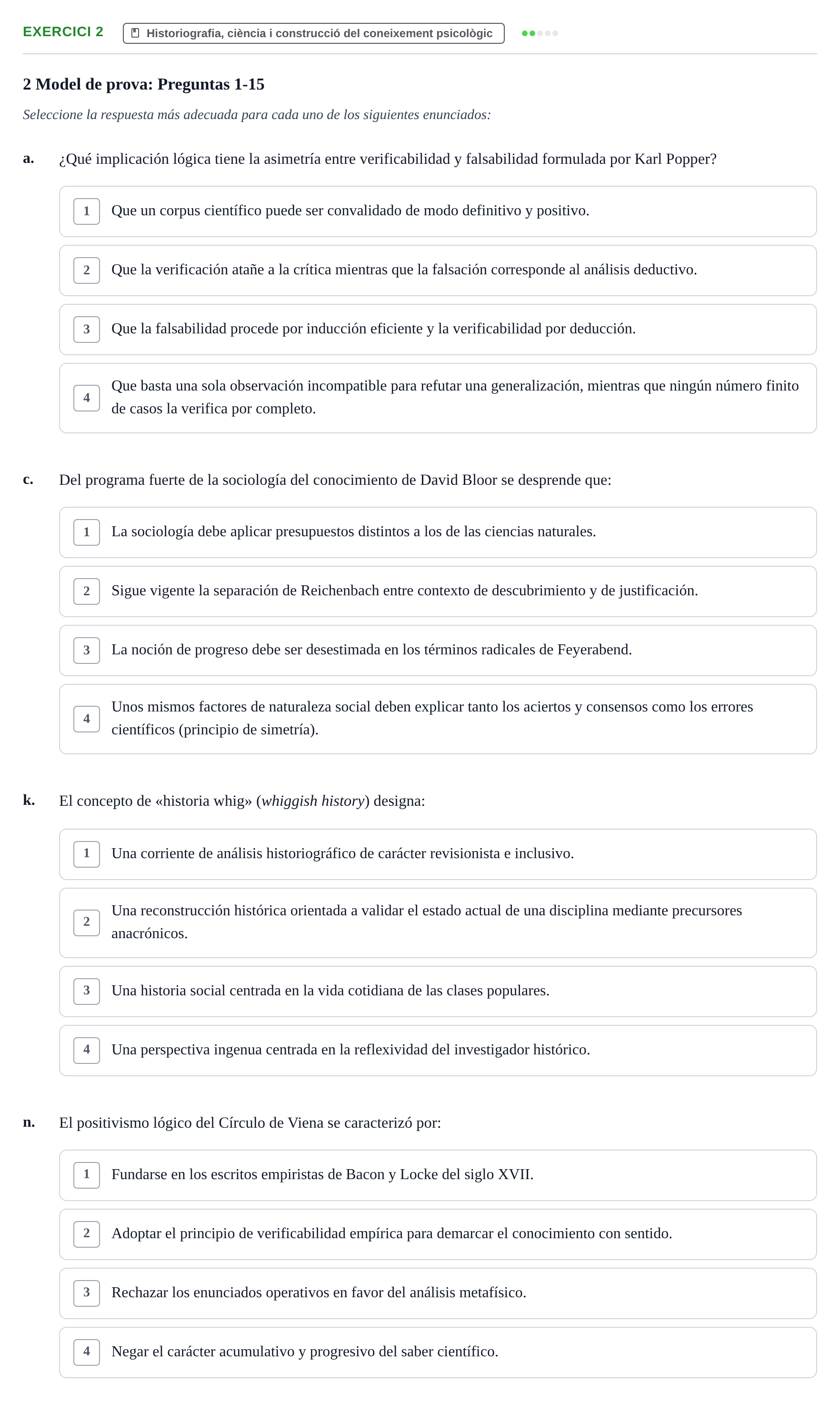 Enunciado: Ejercicio 2 - Historiografia, ciència i construcció del con… · Historia de la Psicología UAB Exemples 2018