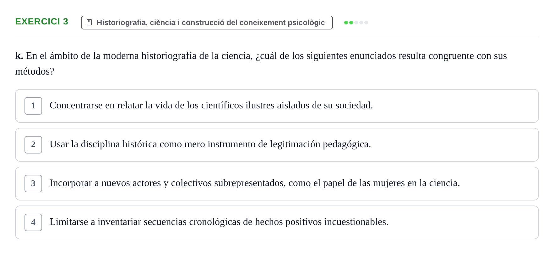 Enunciado: Ejercicio 3 - Historiografia, ciència i construcció del con… · Historia de la Psicología UAB Exemples 2018