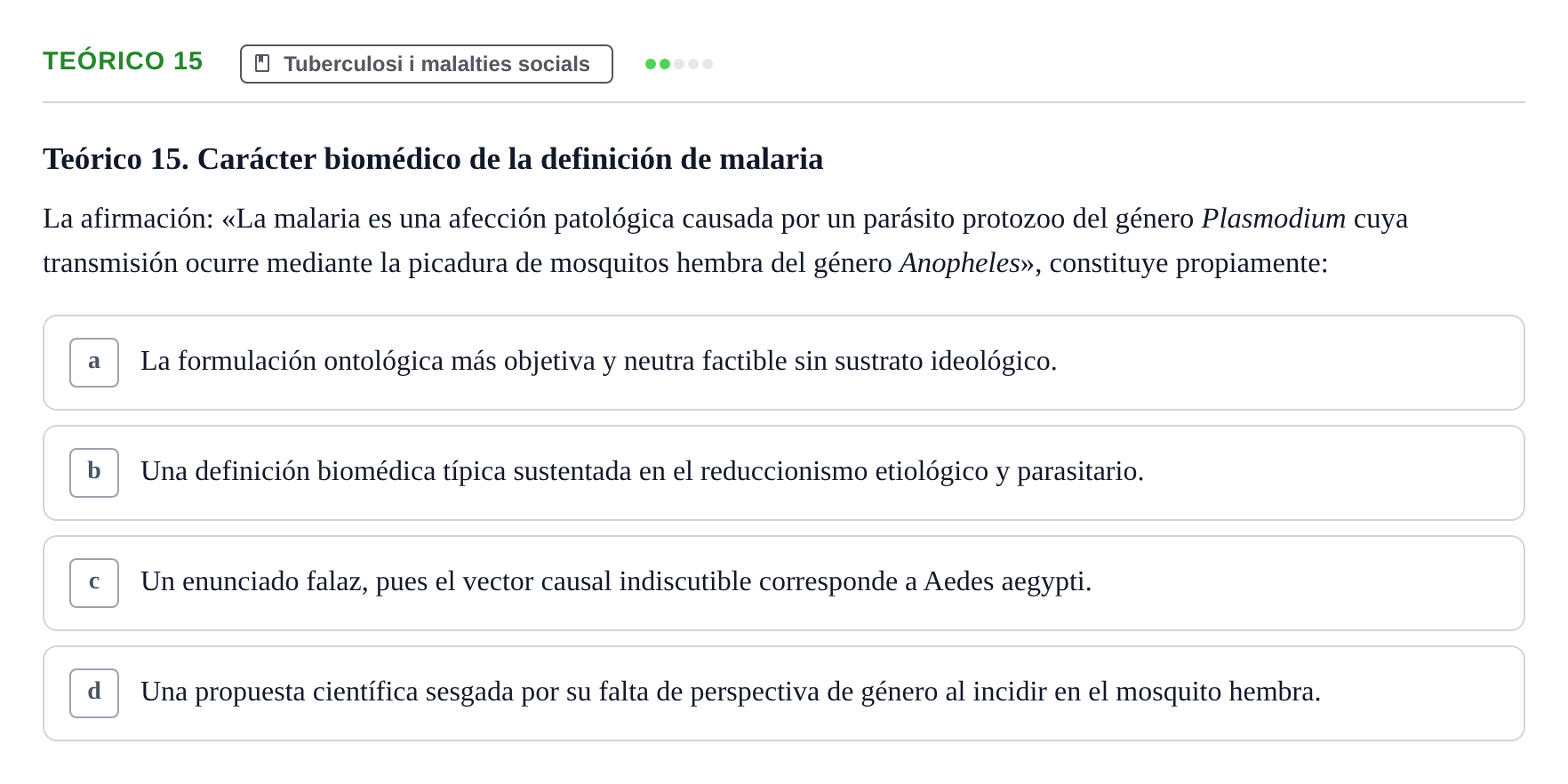 Enunciado: Ejercicio Teórico 15 · Introducció a les Ciències de la Salut UAB 2026