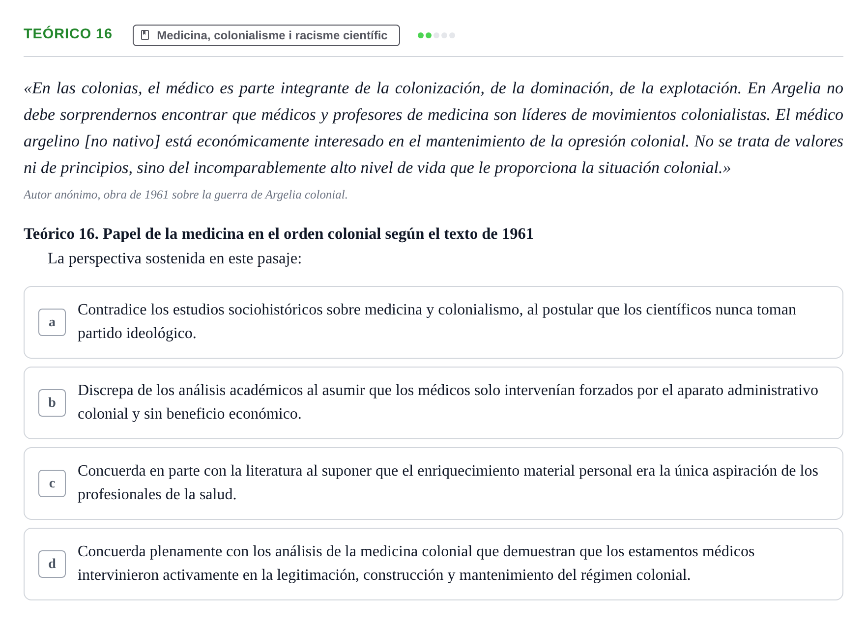 Enunciado: Ejercicio Teórico 16 · Introducció a les Ciències de la Salut UAB 2026