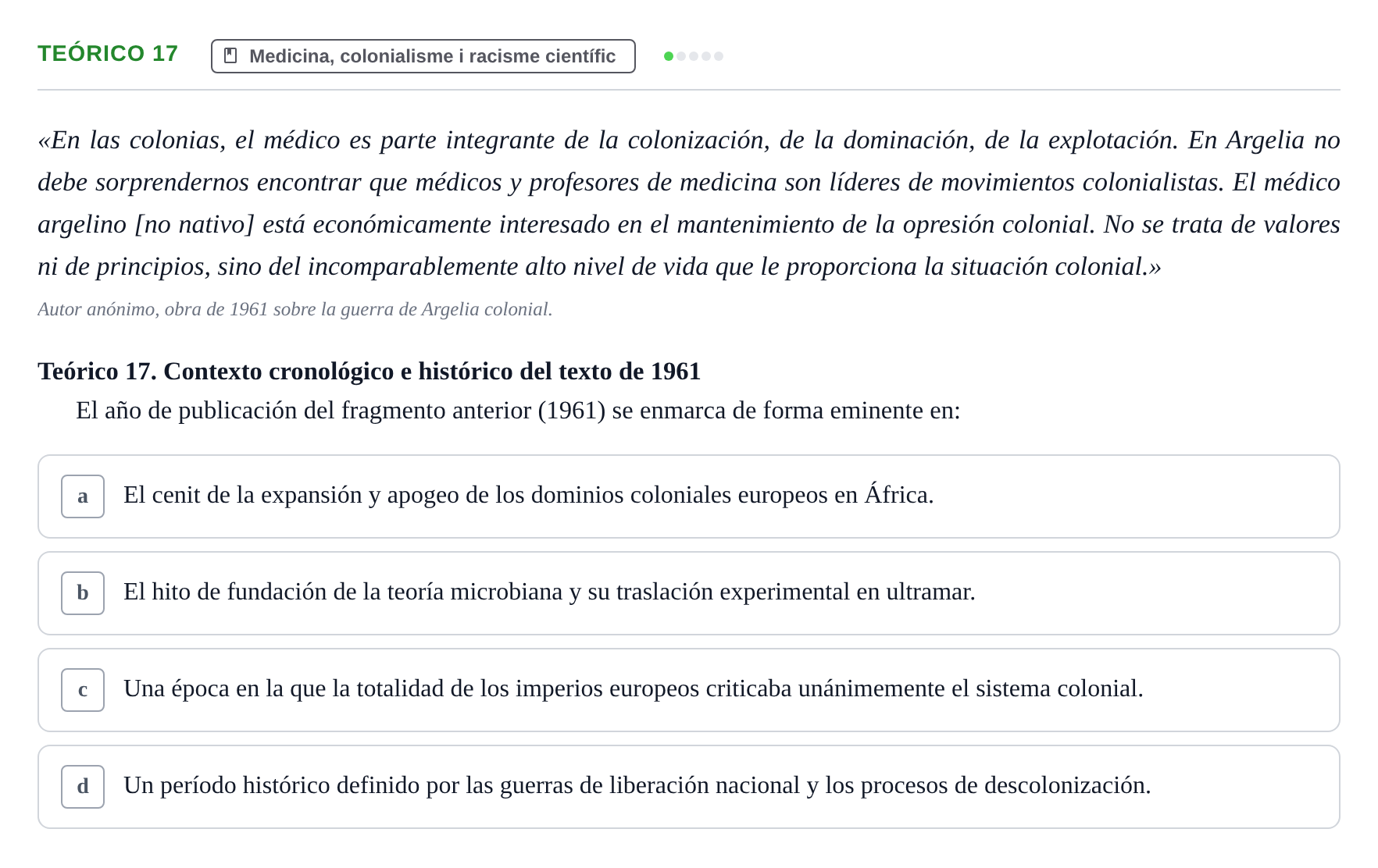 Enunciado: Ejercicio Teórico 17 · Introducció a les Ciències de la Salut UAB 2026