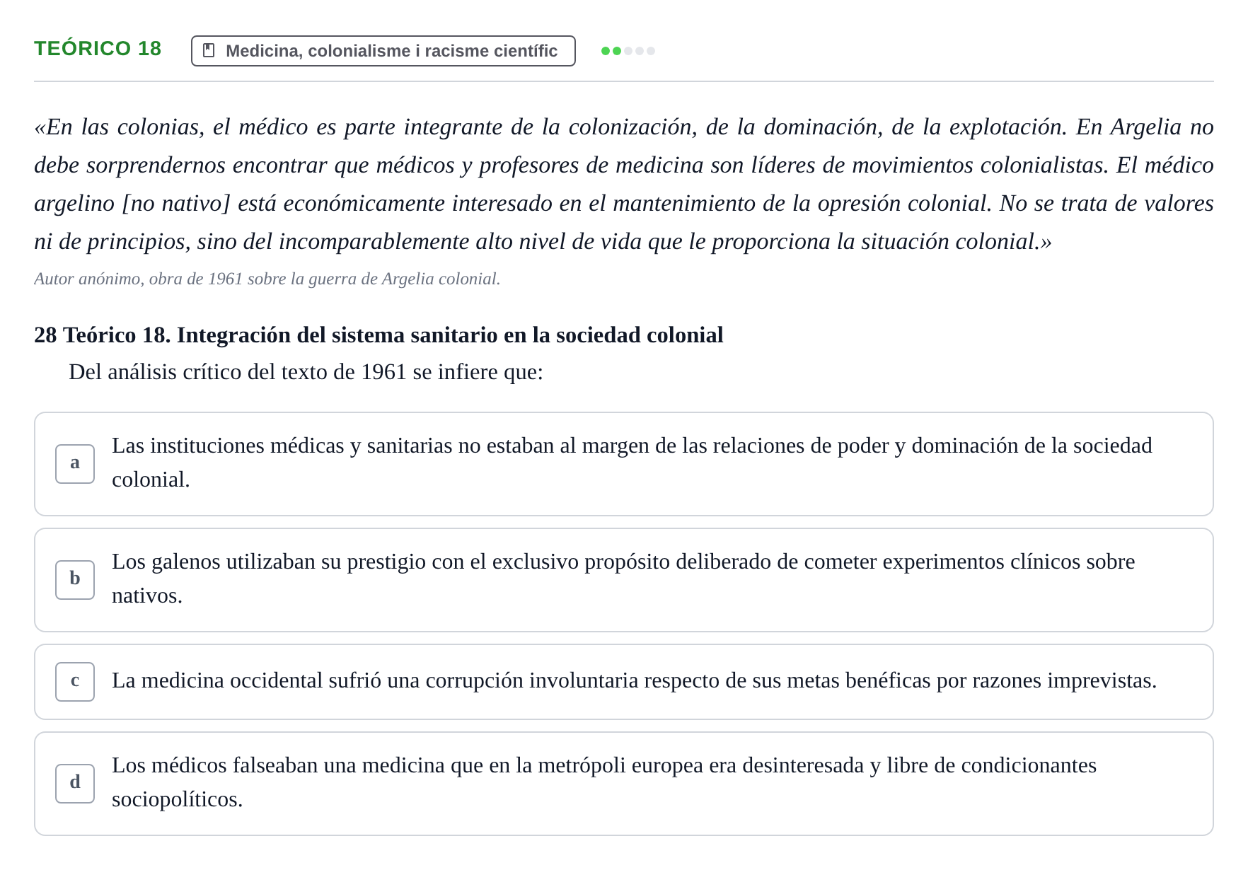 Enunciado: Ejercicio Teórico 18 · Introducció a les Ciències de la Salut UAB 2026