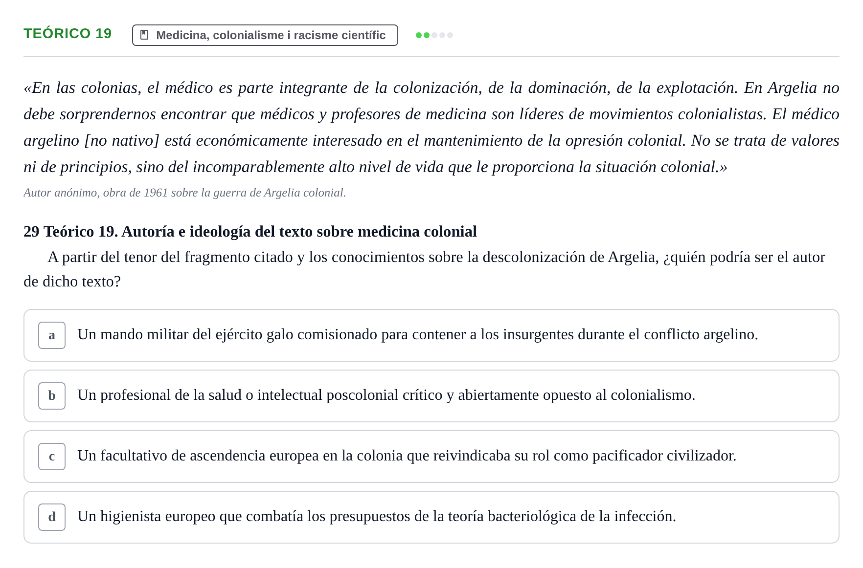 Enunciado: Ejercicio Teórico 19 · Introducció a les Ciències de la Salut UAB 2026