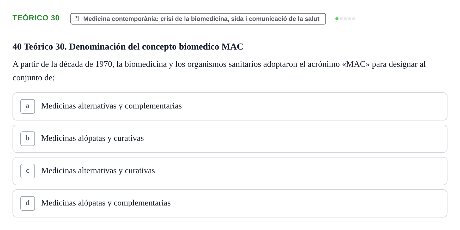 Enunciado: Ejercicio Teórico 30 · Introducció a les Ciències de la Salut UAB 2026