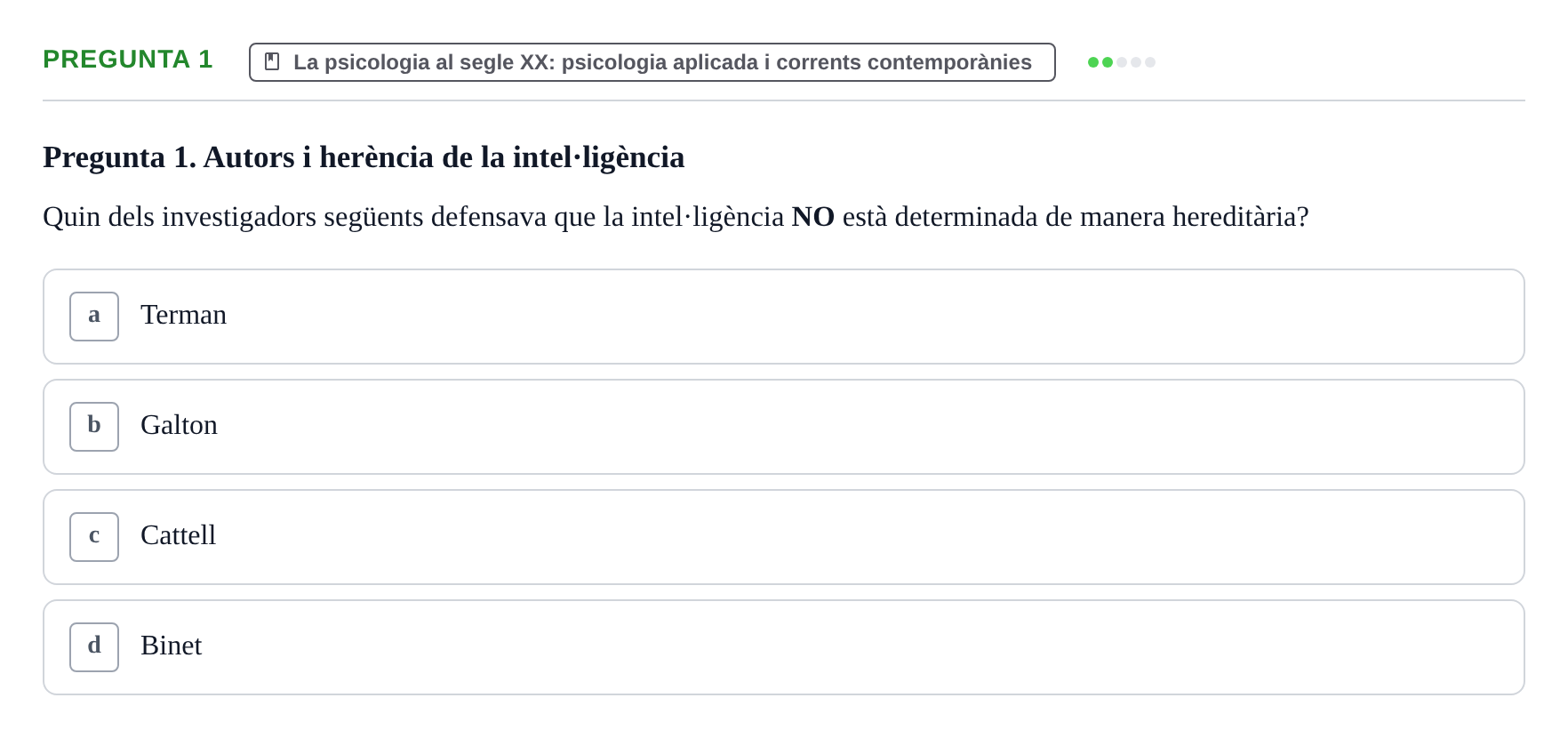 Enunciado: Pregunta 1 · Historia de la Psicología UAB Exemples