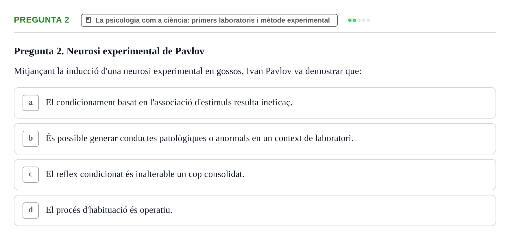 Enunciado: Pregunta 2 · Historia de la Psicología UAB Exemples