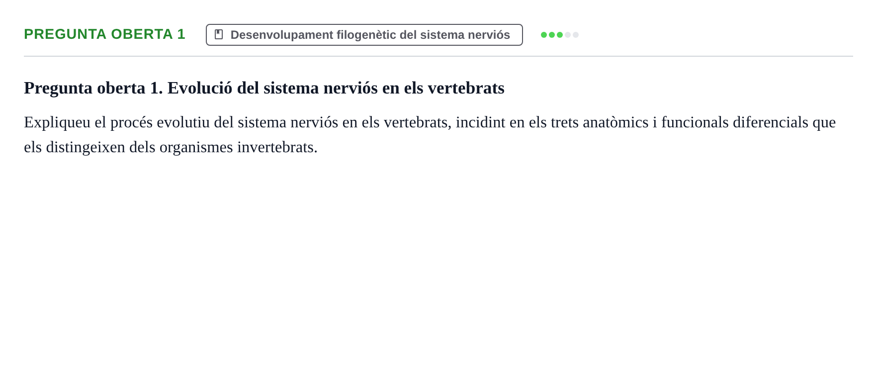 Enunciado: Pregunta oberta 1 · Fundamentos de Psicobiología Ii UAB Examen Parcial de Neuroanatomia (Temes 1-8)