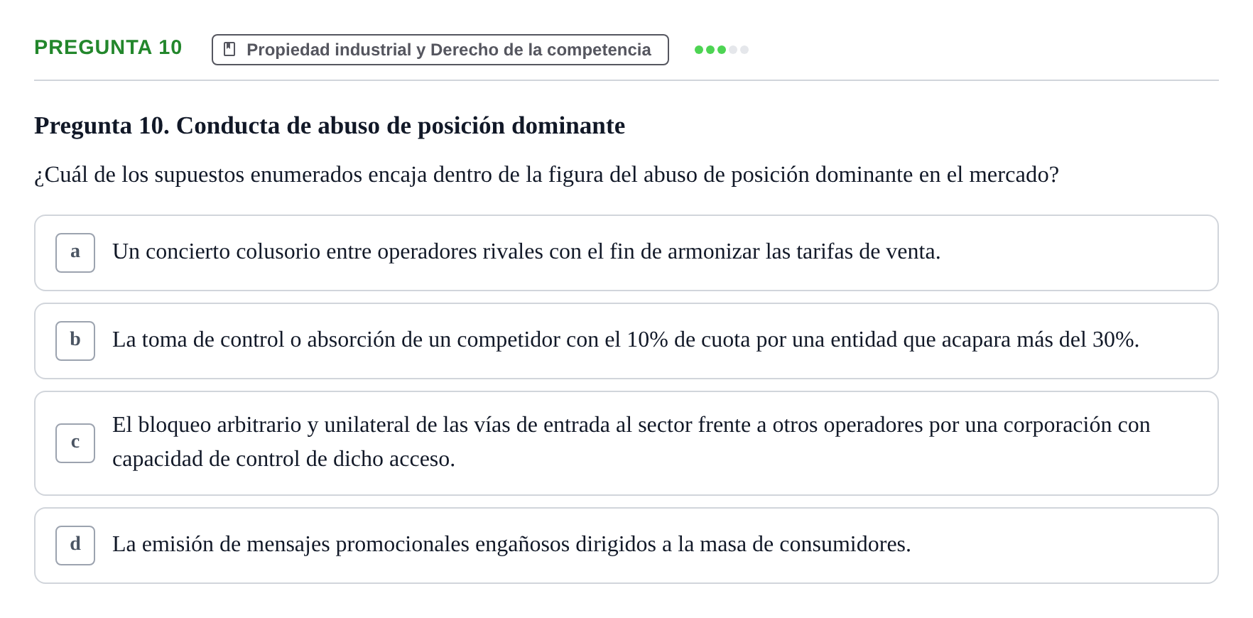 Enunciado: Pregunta 10 · Derecho Mercantil UDL Examen de Derecho Mercantil: Bloques 1 a 4