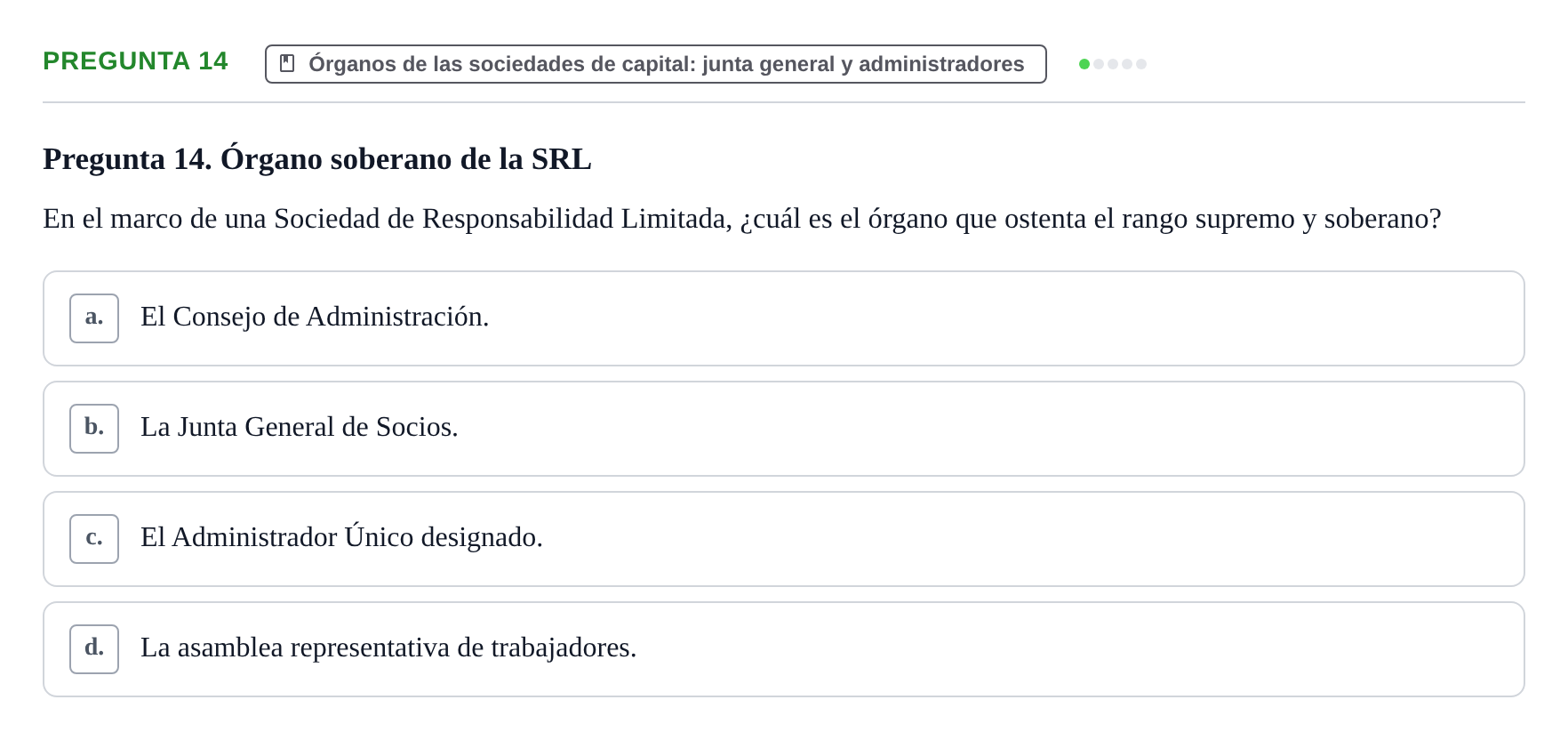 Enunciado: Pregunta 14 · Derecho Mercantil UDL Examen de Derecho Mercantil: Bloques 1 a 4
