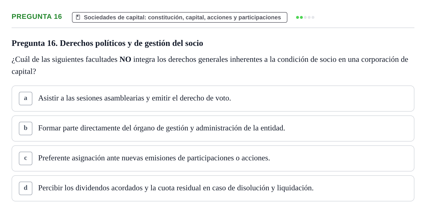 Enunciado: Pregunta 16 · Derecho Mercantil UDL Examen de Derecho Mercantil: Bloques 1 a 4