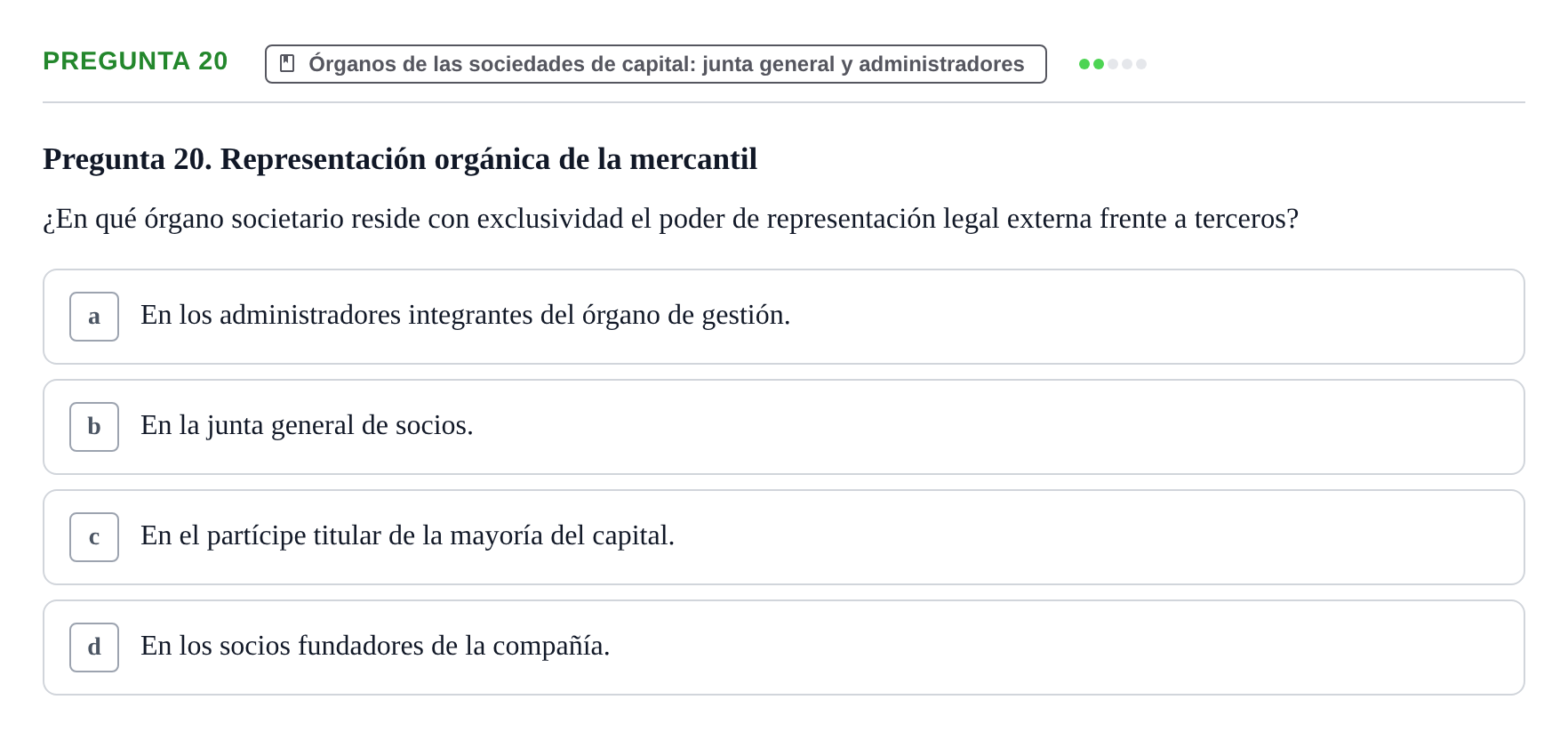 Enunciado: Pregunta 20 · Derecho Mercantil UDL Examen de Derecho Mercantil: Bloques 1 a 4