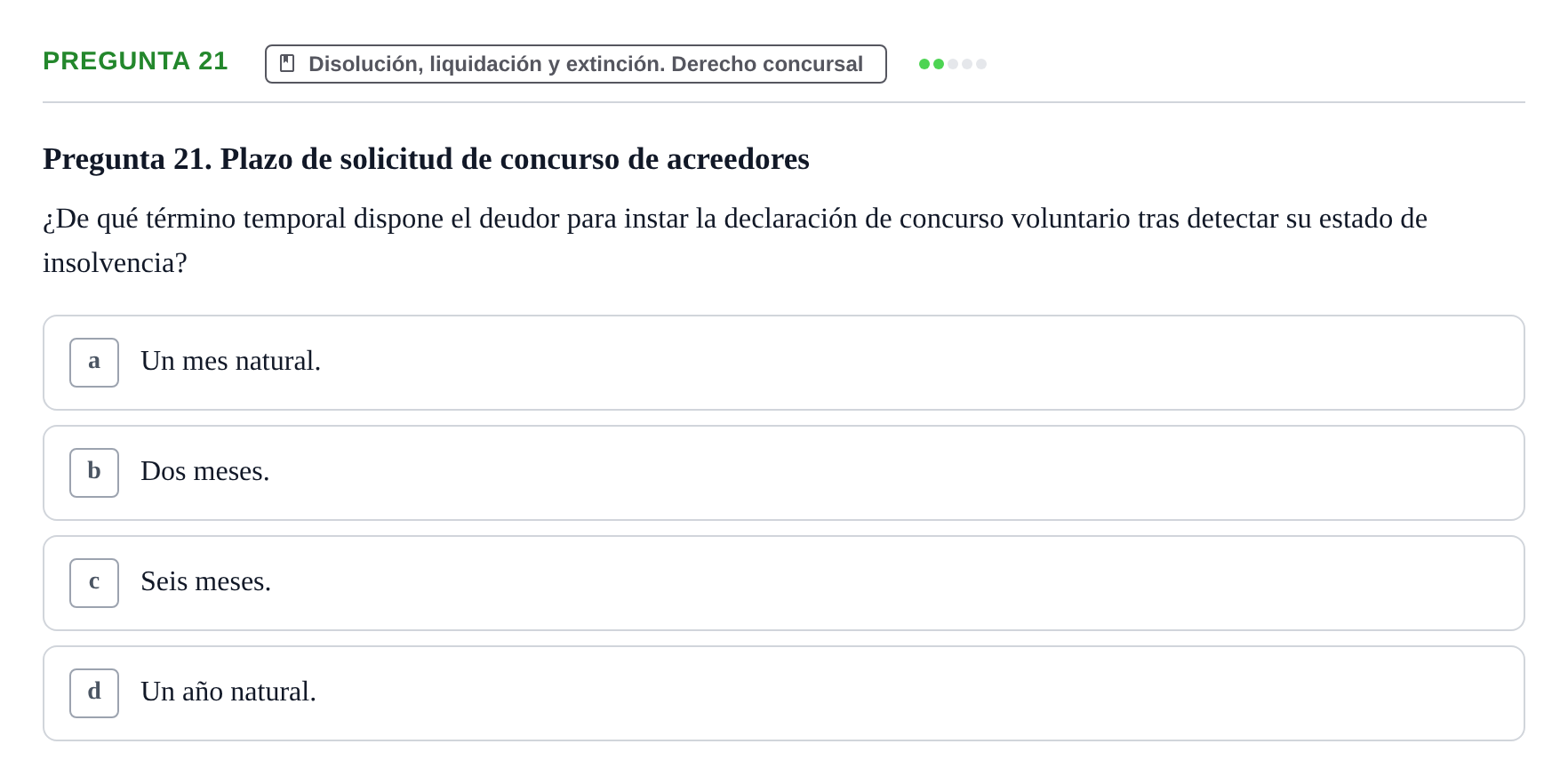 Enunciado: Pregunta 21 · Derecho Mercantil UDL Examen de Derecho Mercantil: Bloques 1 a 4