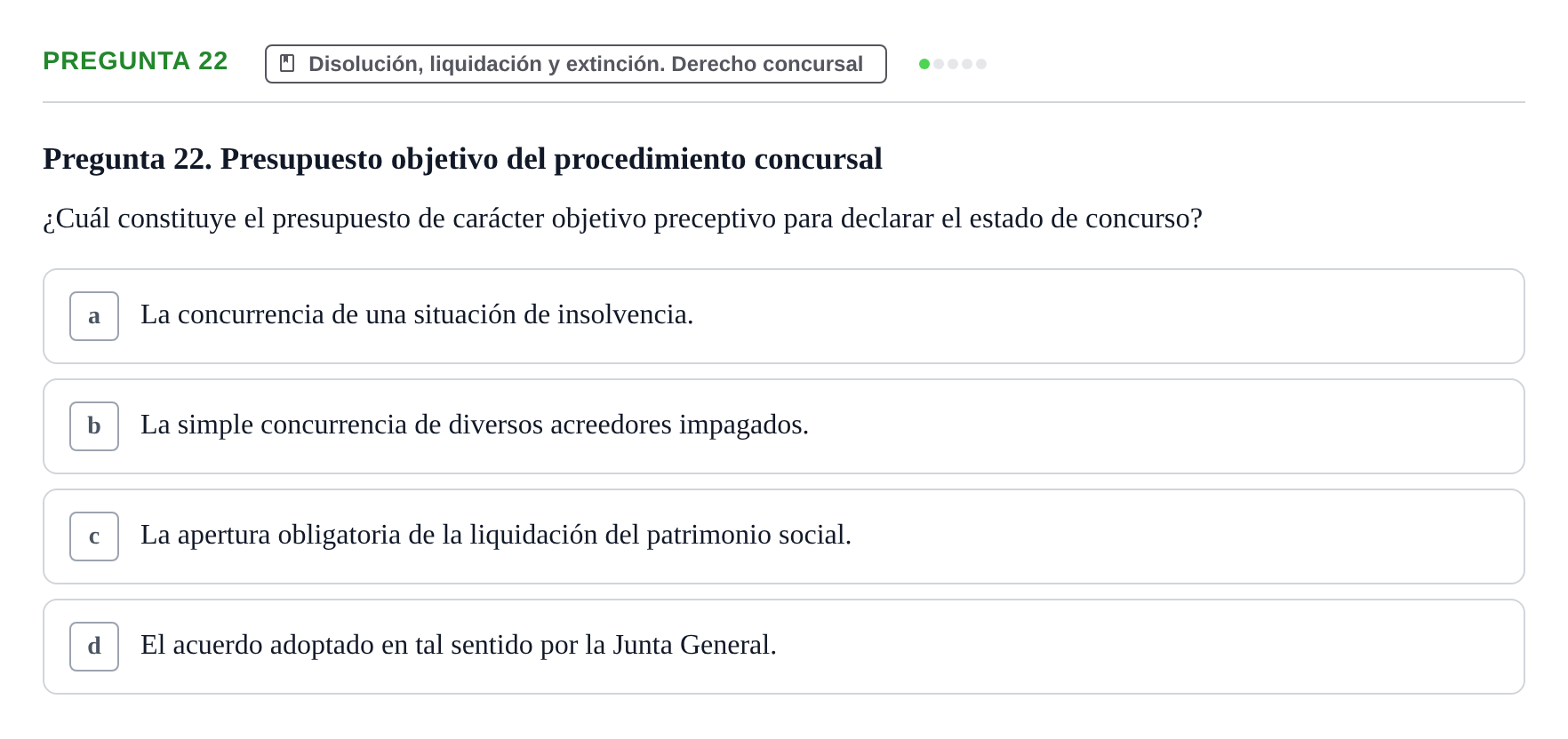 Enunciado: Pregunta 22 · Derecho Mercantil UDL Examen de Derecho Mercantil: Bloques 1 a 4