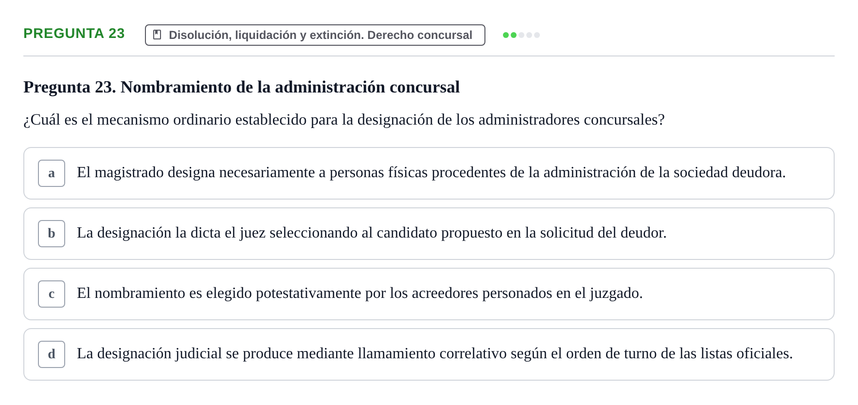 Enunciado: Pregunta 23 · Derecho Mercantil UDL Examen de Derecho Mercantil: Bloques 1 a 4