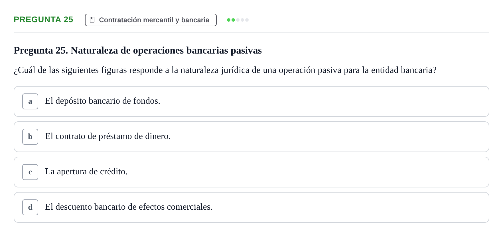 Enunciado: Pregunta 25 · Derecho Mercantil UDL Examen de Derecho Mercantil: Bloques 1 a 4