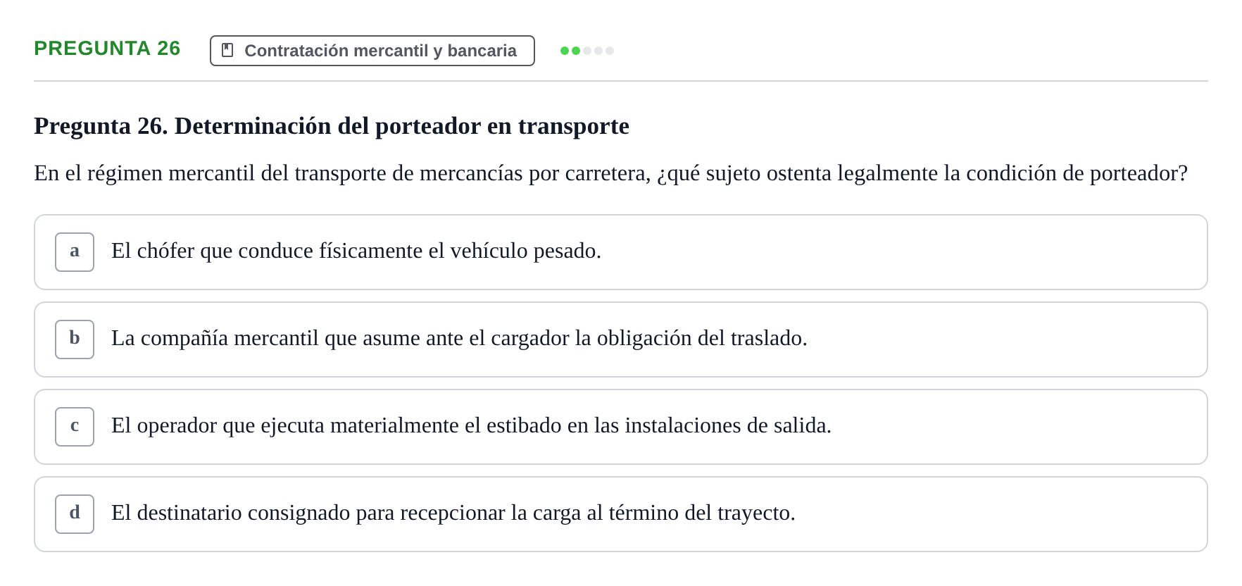 Enunciado: Pregunta 26 · Derecho Mercantil UDL Examen de Derecho Mercantil: Bloques 1 a 4