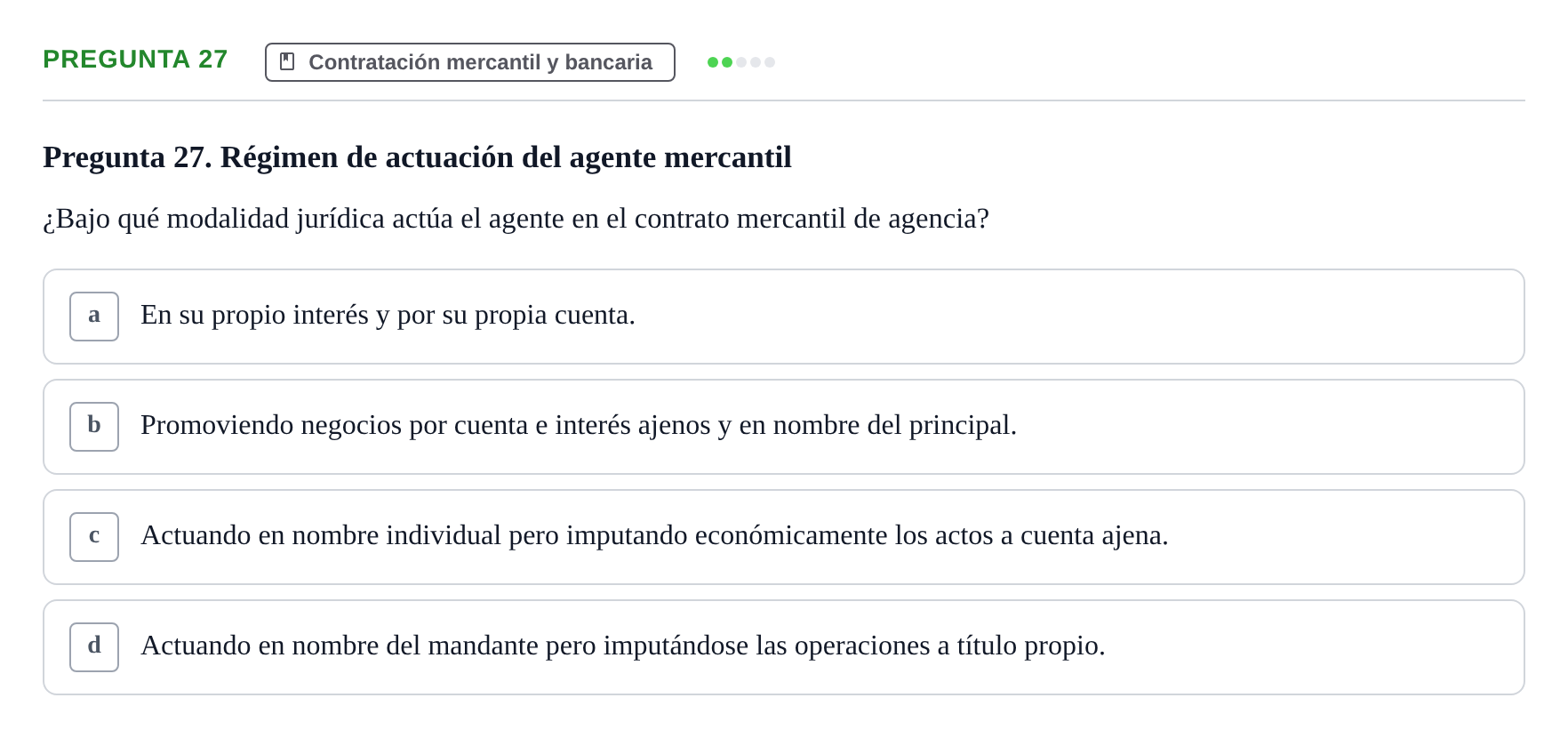 Enunciado: Pregunta 27 · Derecho Mercantil UDL Examen de Derecho Mercantil: Bloques 1 a 4