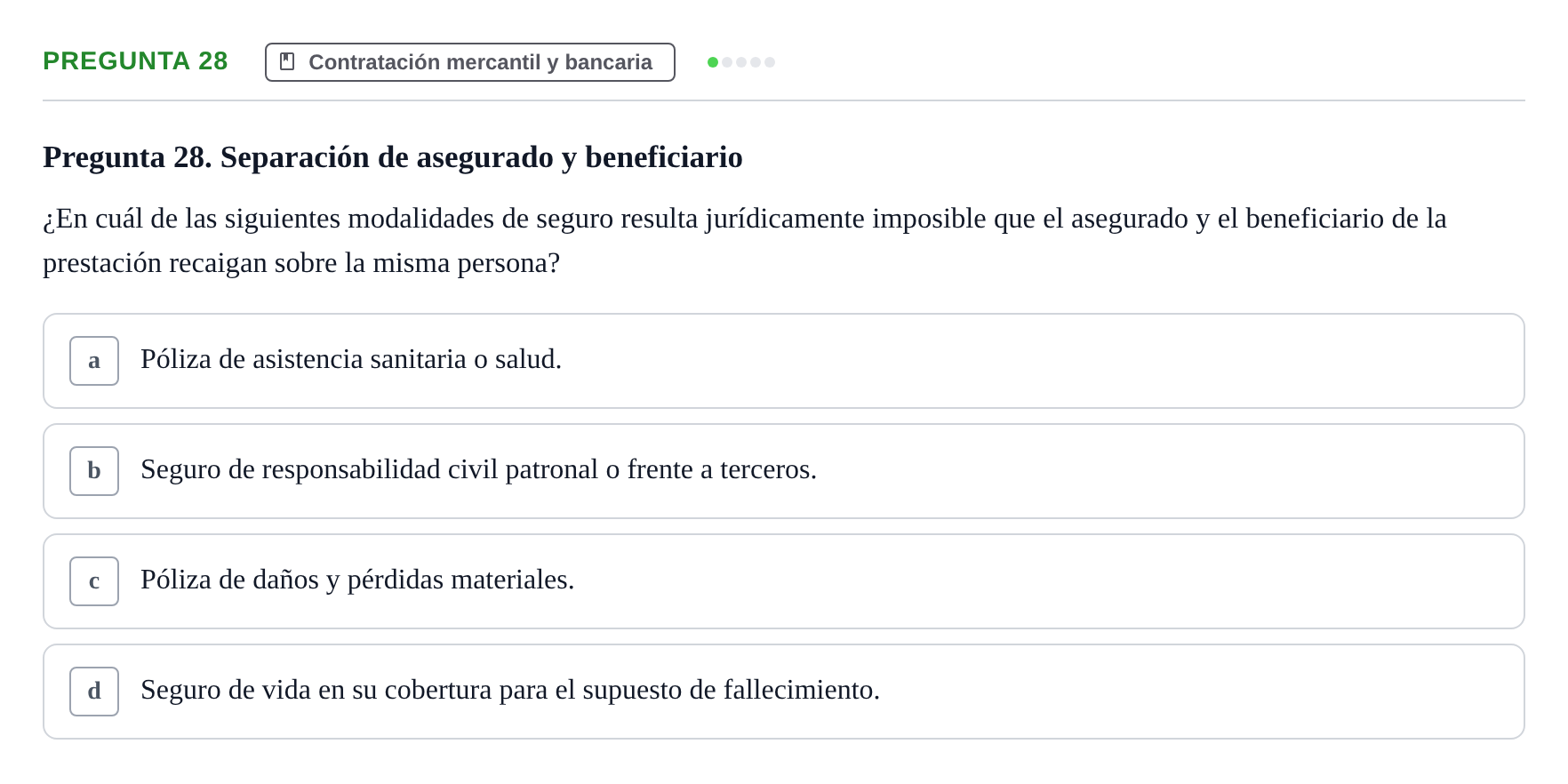 Enunciado: Pregunta 28 · Derecho Mercantil UDL Examen de Derecho Mercantil: Bloques 1 a 4