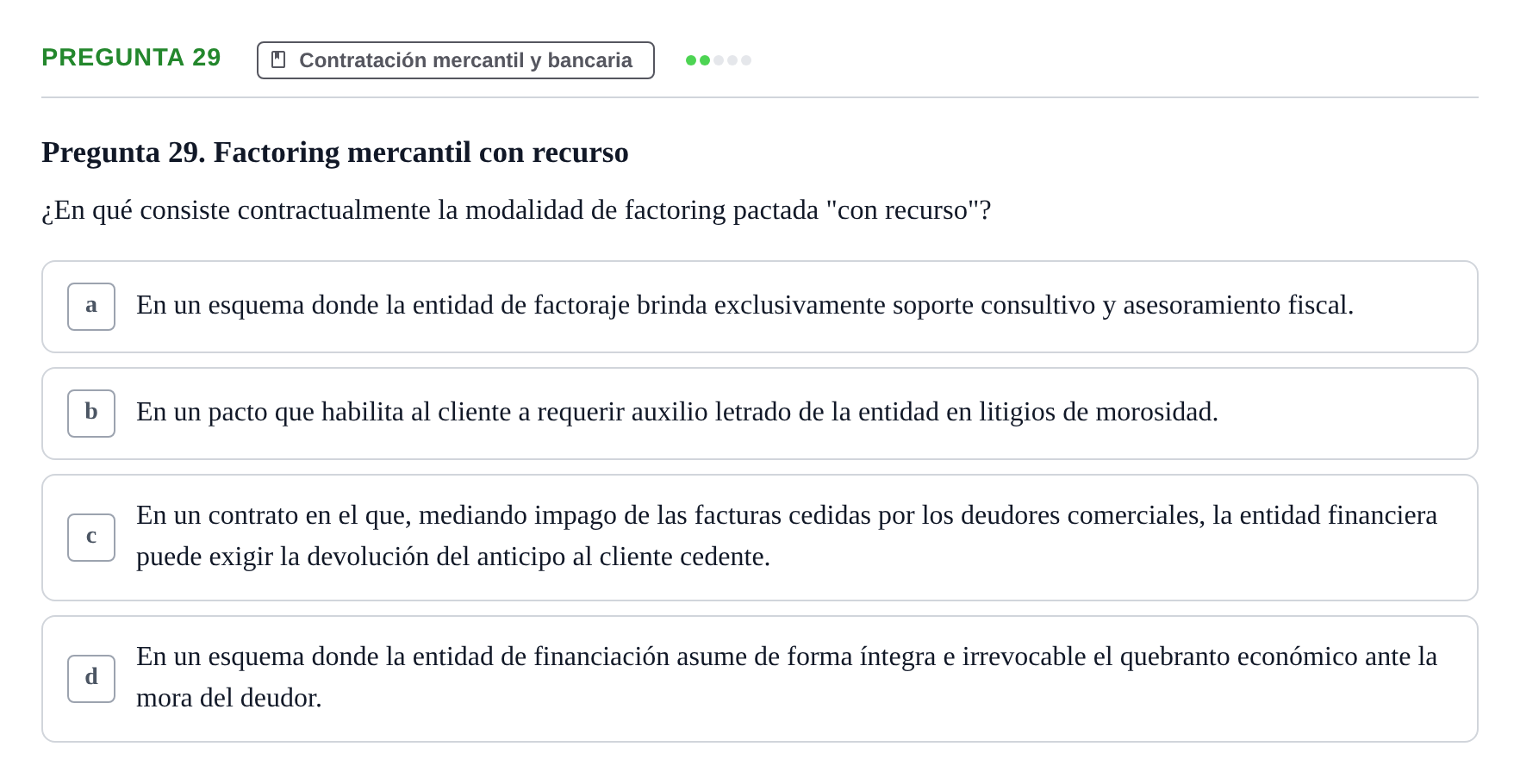 Enunciado: Pregunta 29 · Derecho Mercantil UDL Examen de Derecho Mercantil: Bloques 1 a 4