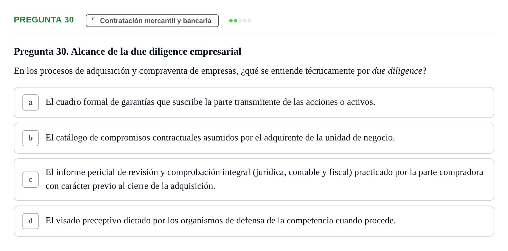Enunciado: Pregunta 30 · Derecho Mercantil UDL Examen de Derecho Mercantil: Bloques 1 a 4