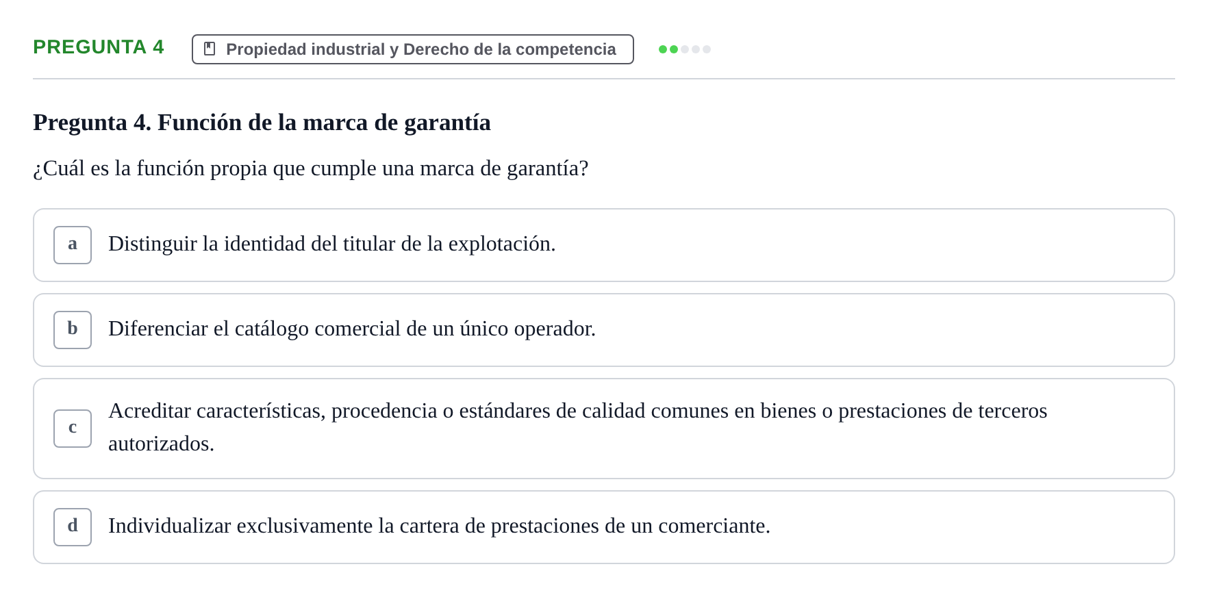 Enunciado: Pregunta 4 · Derecho Mercantil UDL Examen de Derecho Mercantil: Bloques 1 a 4
