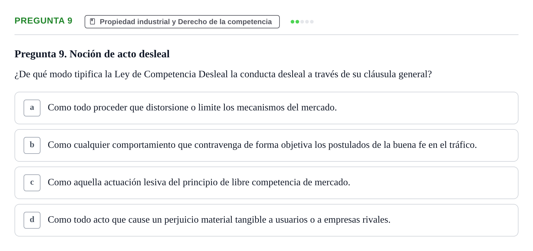 Enunciado: Pregunta 9 · Derecho Mercantil UDL Examen de Derecho Mercantil: Bloques 1 a 4