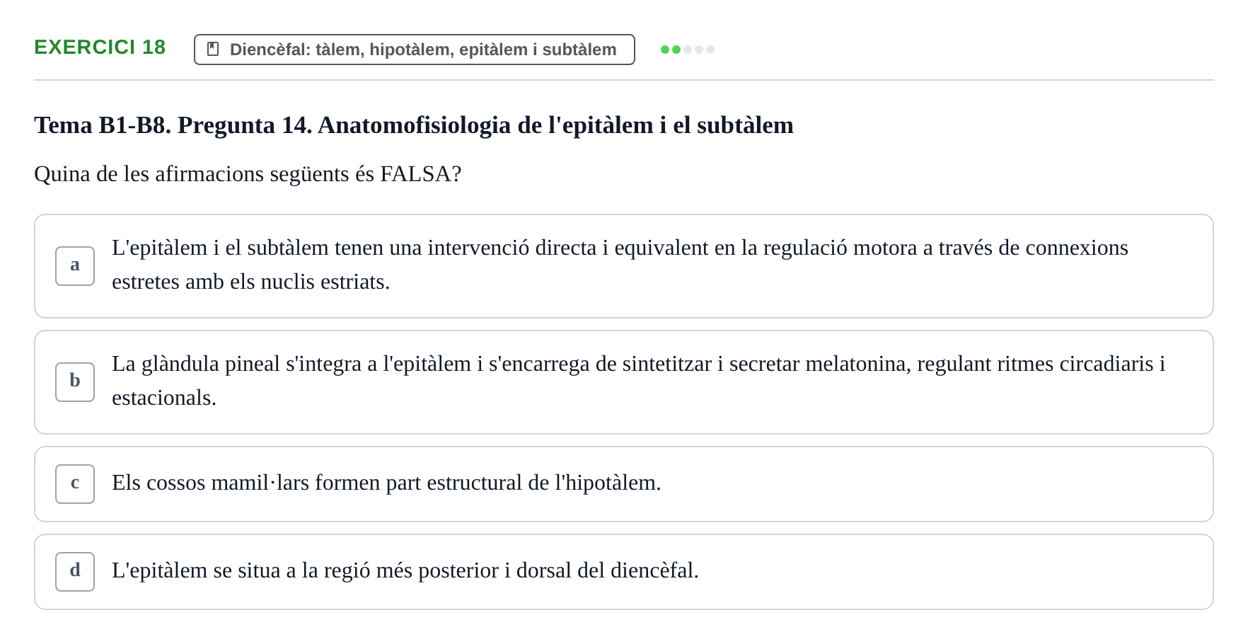 Enunciado: Problema 18 · Fundamentos de Psicobiología Ii UAB Avaluació Continuada: Examen de Neuroanatomia EV1