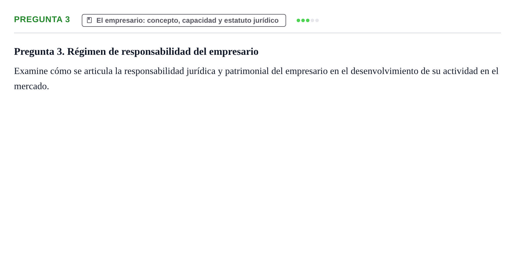 Enunciado: Pregunta 3 · Derecho Mercantil UDL Examen teórico de desarrollo: Empresario y empresa