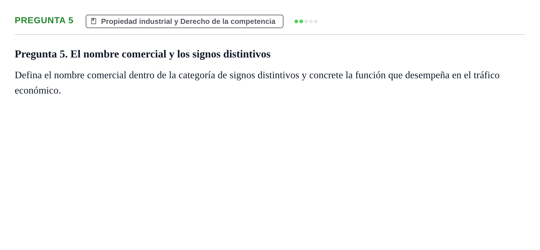 Enunciado: Pregunta 5 · Derecho Mercantil UDL Examen teórico de desarrollo: Empresario y empresa
