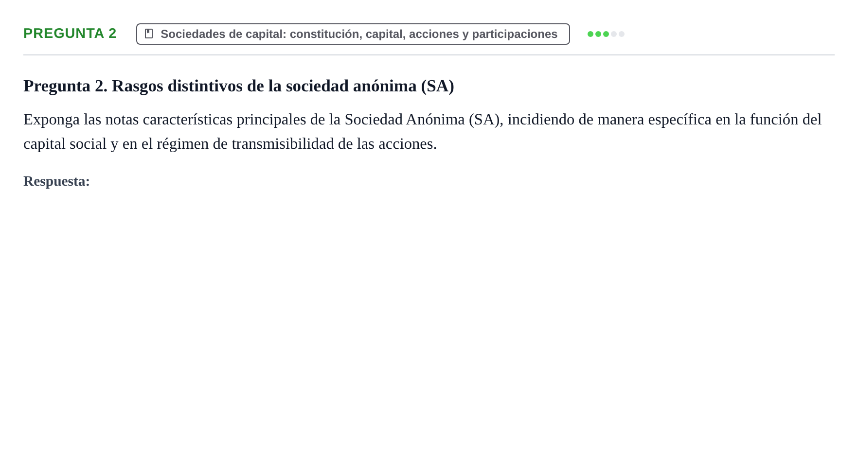Enunciado: Pregunta 2 · Derecho Mercantil UDL Examen teórico de desarrollo: Sociedades mercantiles
