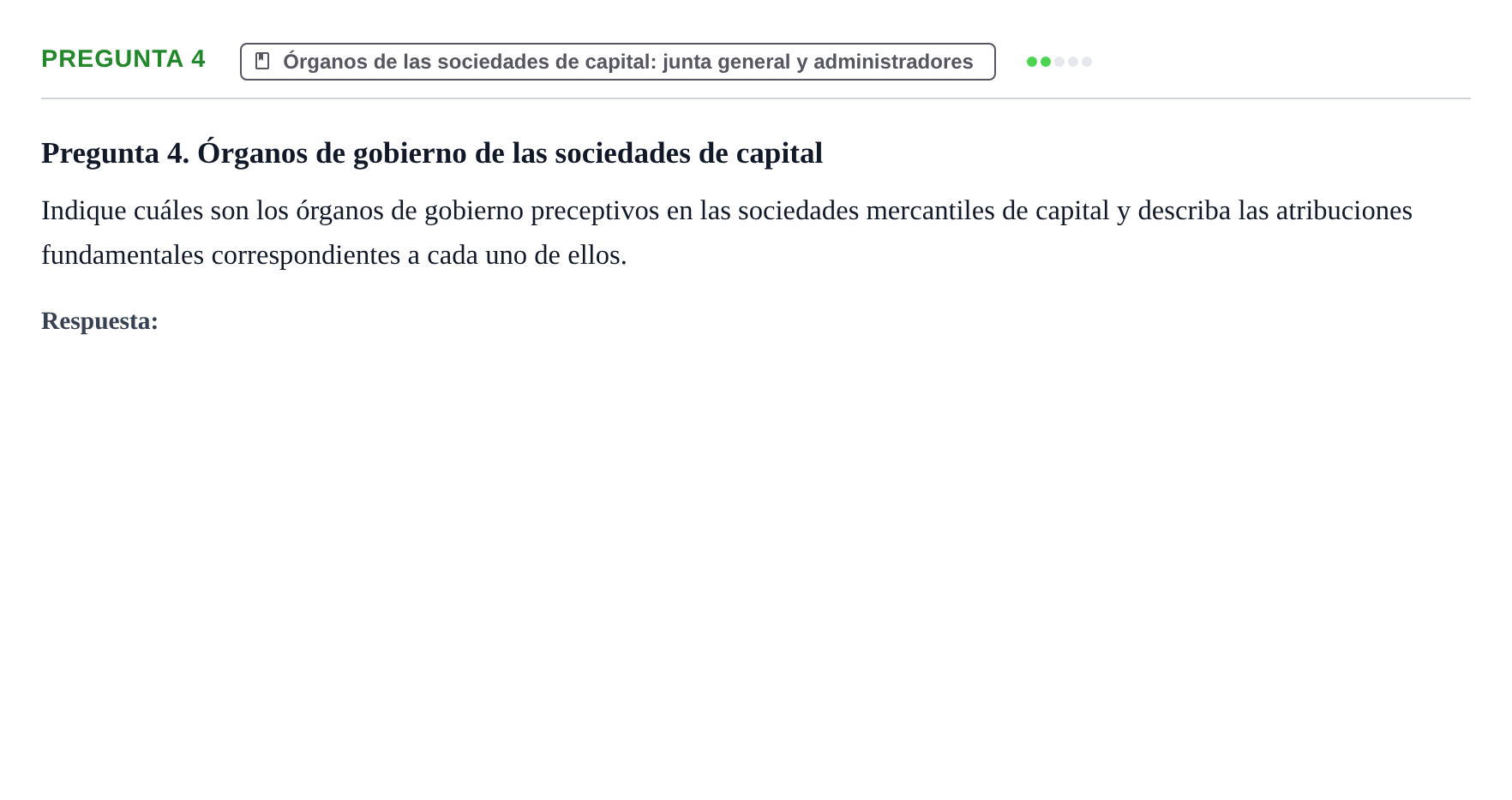 Enunciado: Pregunta 4 · Derecho Mercantil UDL Examen teórico de desarrollo: Sociedades mercantiles